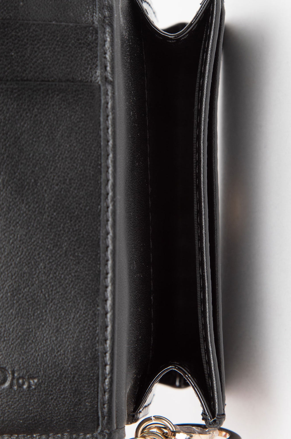 Christian Dior Black Patent Mini Lady Dior Gardenia Wallet