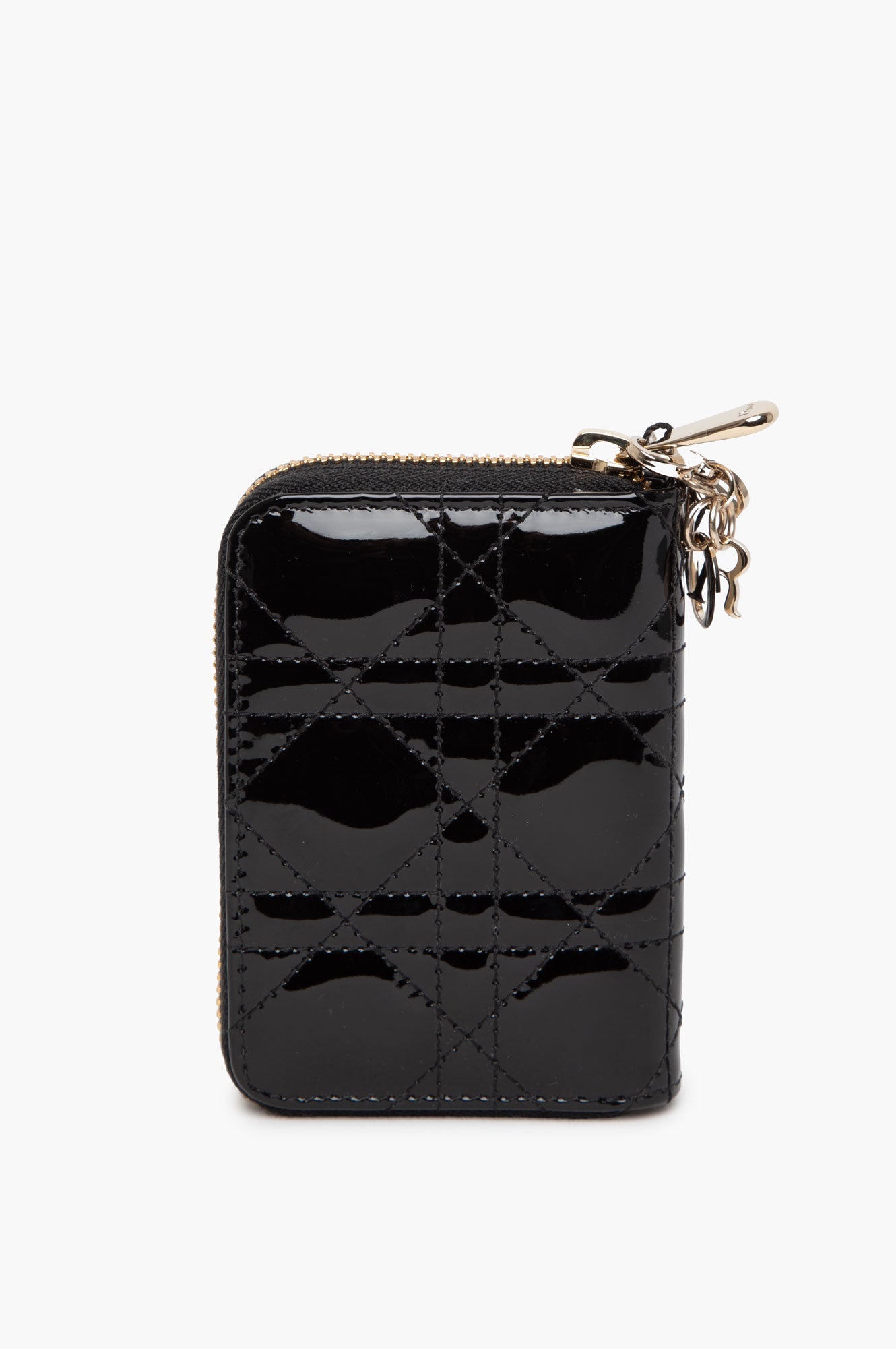 Christian Dior Black Patent Small Lady Dior Voyageur Coin Purse