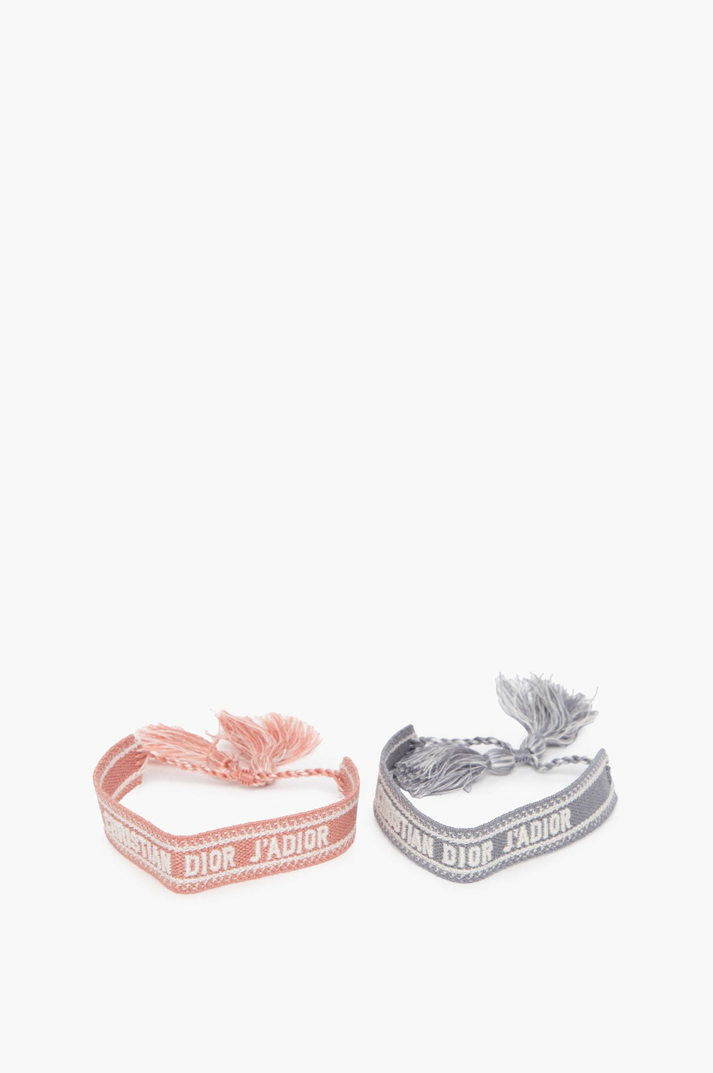 Embroidered Christian Dior Bracelet Set in Pink/Blue