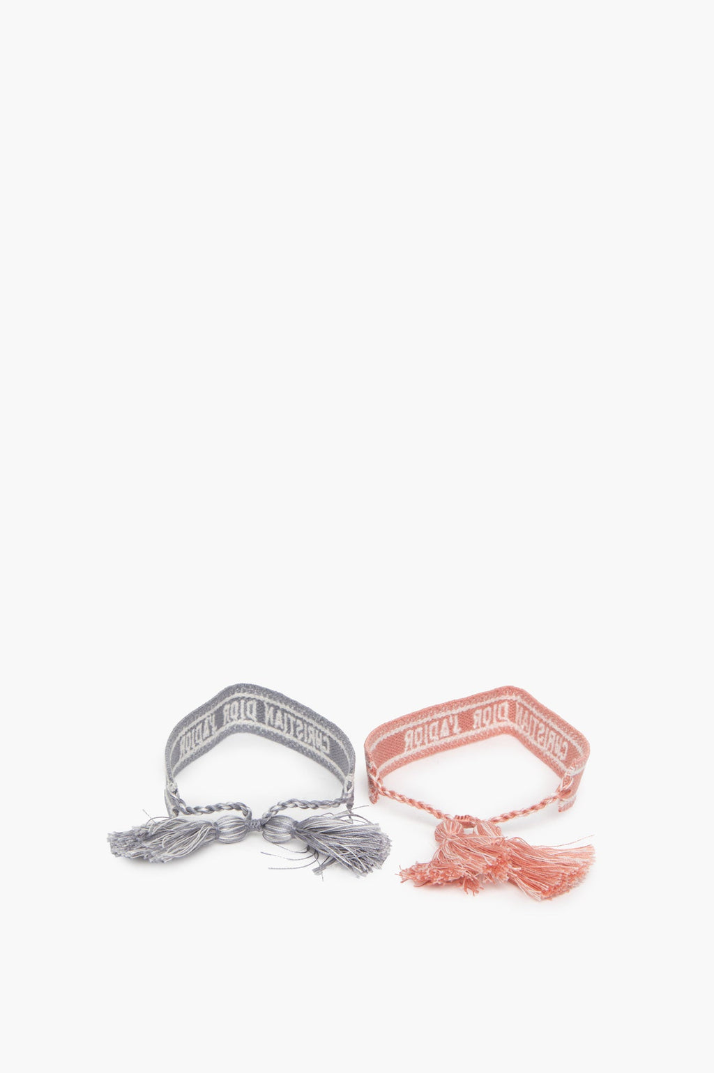 Embroidered Christian Dior Bracelet Set in Pink/Blue