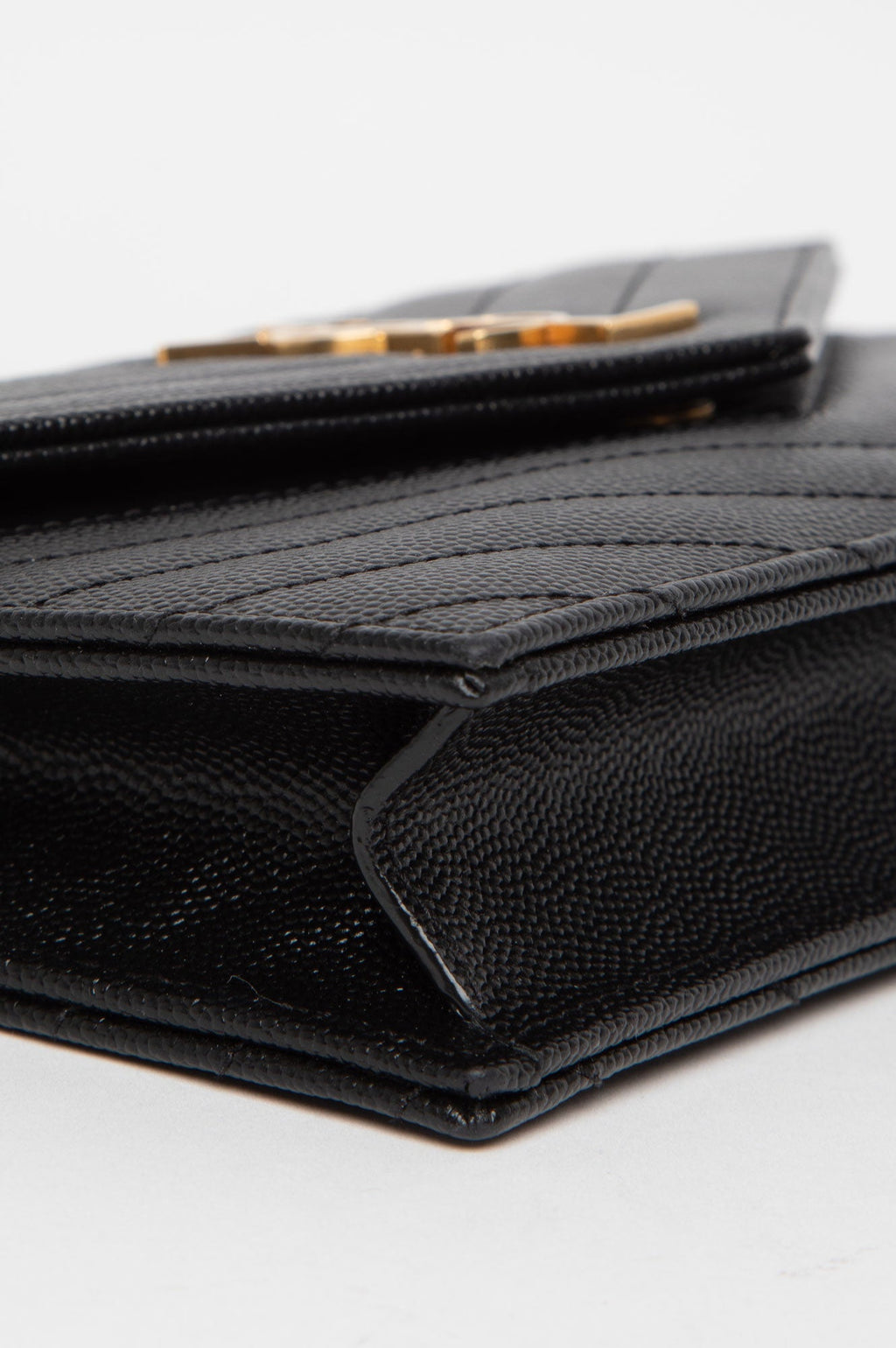 Saint Laurent Black Cassandre GHW Wallet On Chain