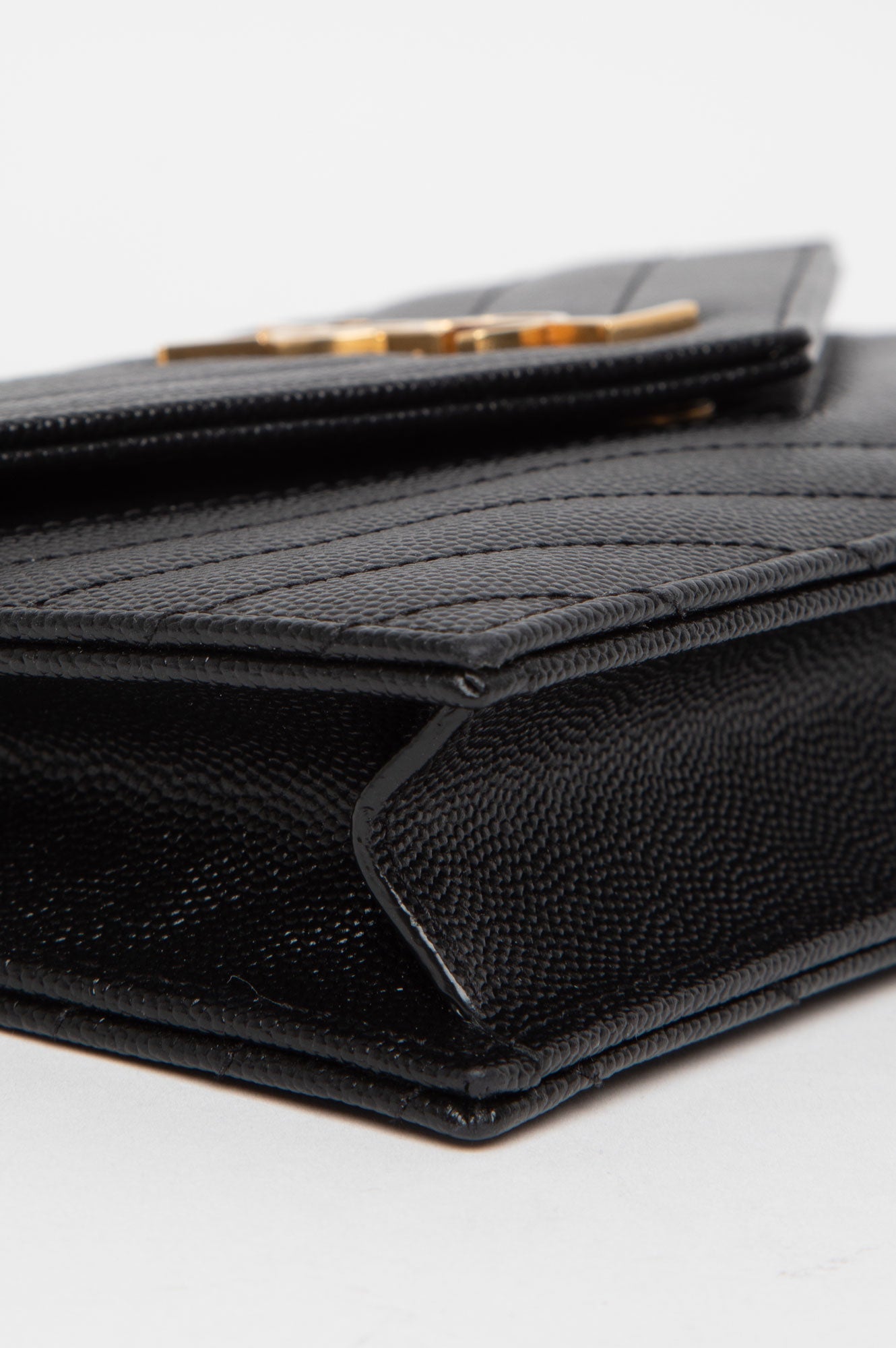 Saint Laurent Black Cassandre GHW Wallet On Chain