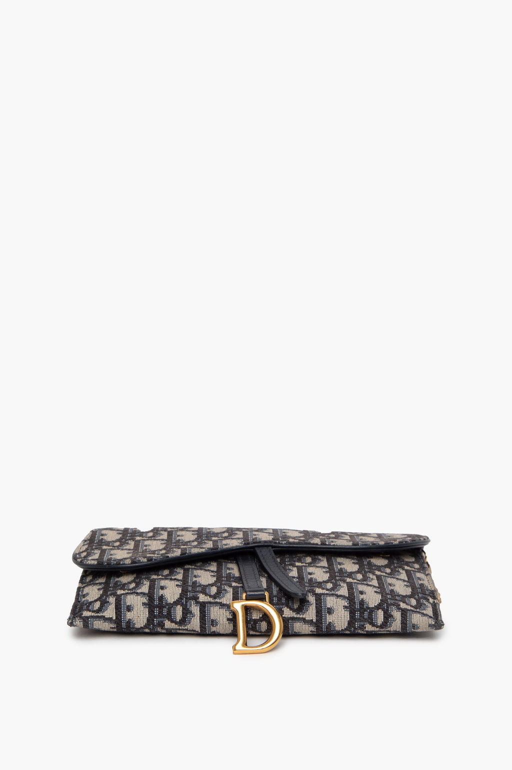Christian Dior Oblique Saddle Wallet On Chain With Pouch