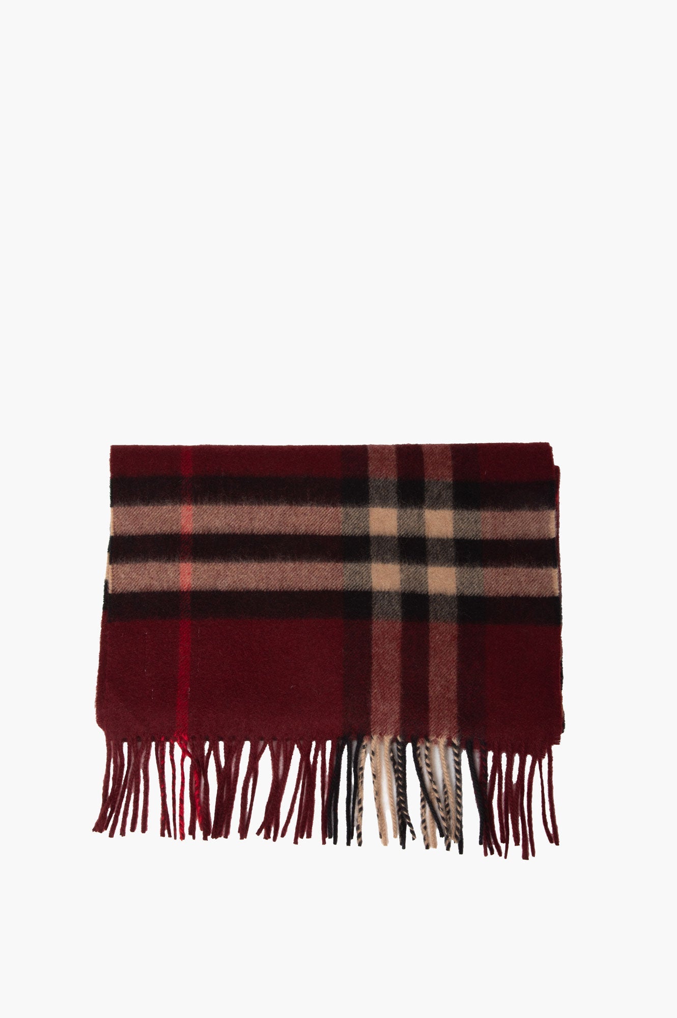 Burberry Burgundy Check Cashmere Scarf