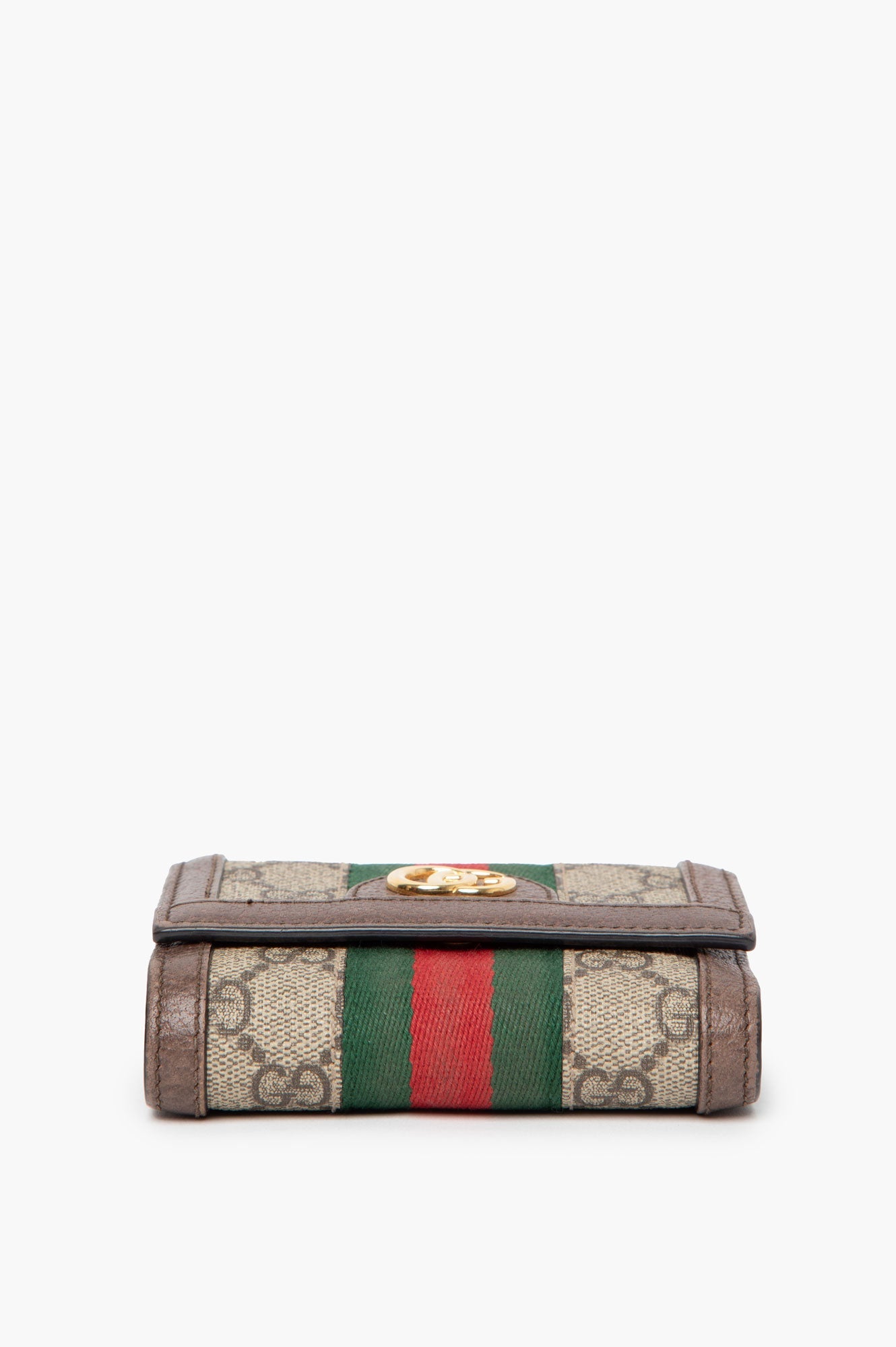 Gucci Brown Monogram Ophildia Tri Fold Wallet