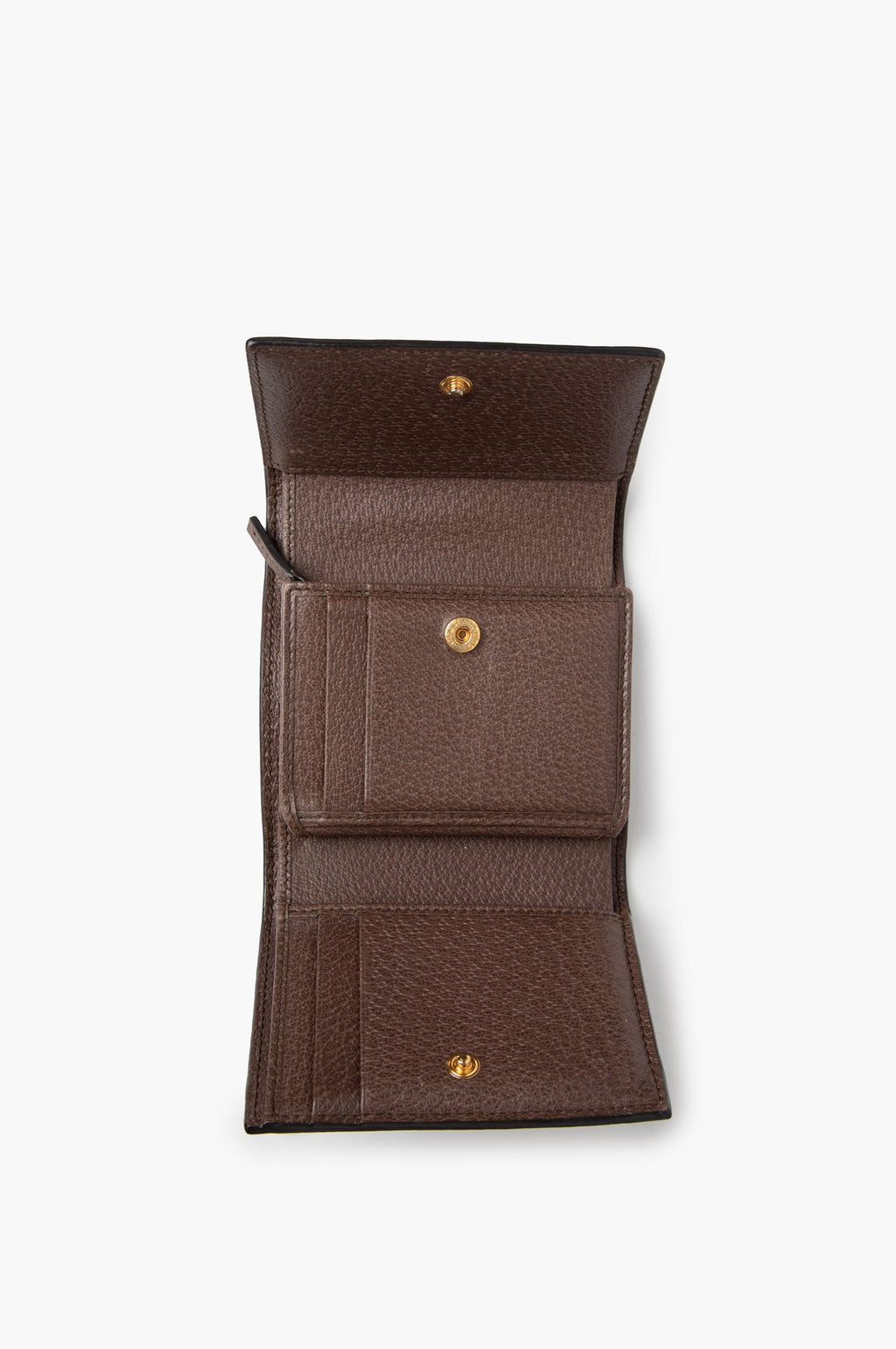 Gucci Brown Monogram Ophildia Tri Fold Wallet