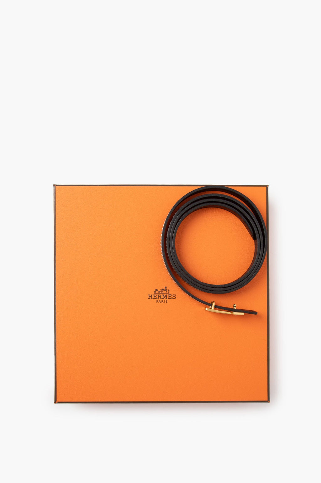 Hermes Mini H Gold Buckle 13mm Reversible Belt Size 90