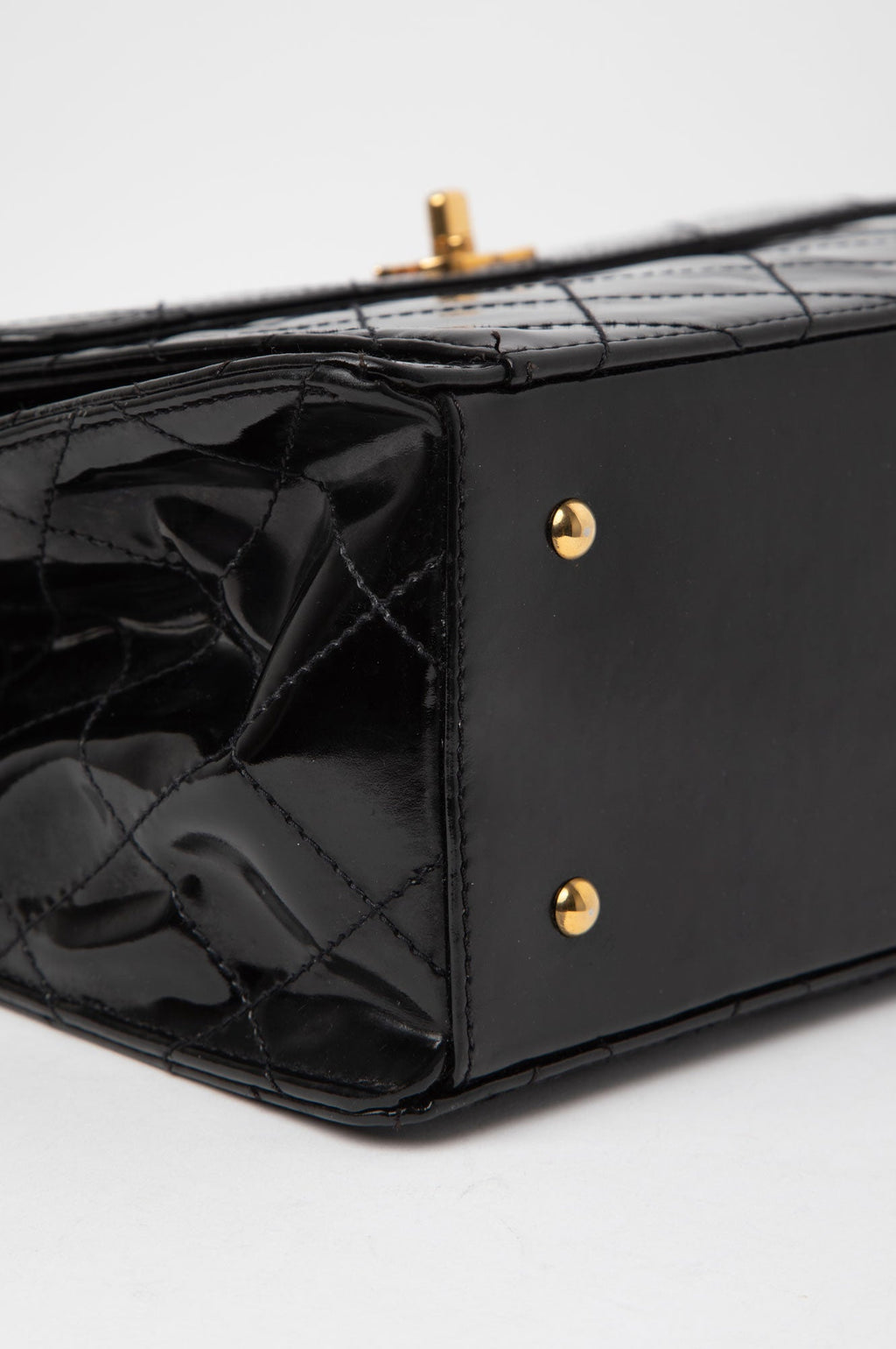 Chanel Black Patent Leather Quilted Shopping Tote