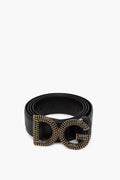Dolce & Gabbana Black With Diamond Buckle Belt Size 110