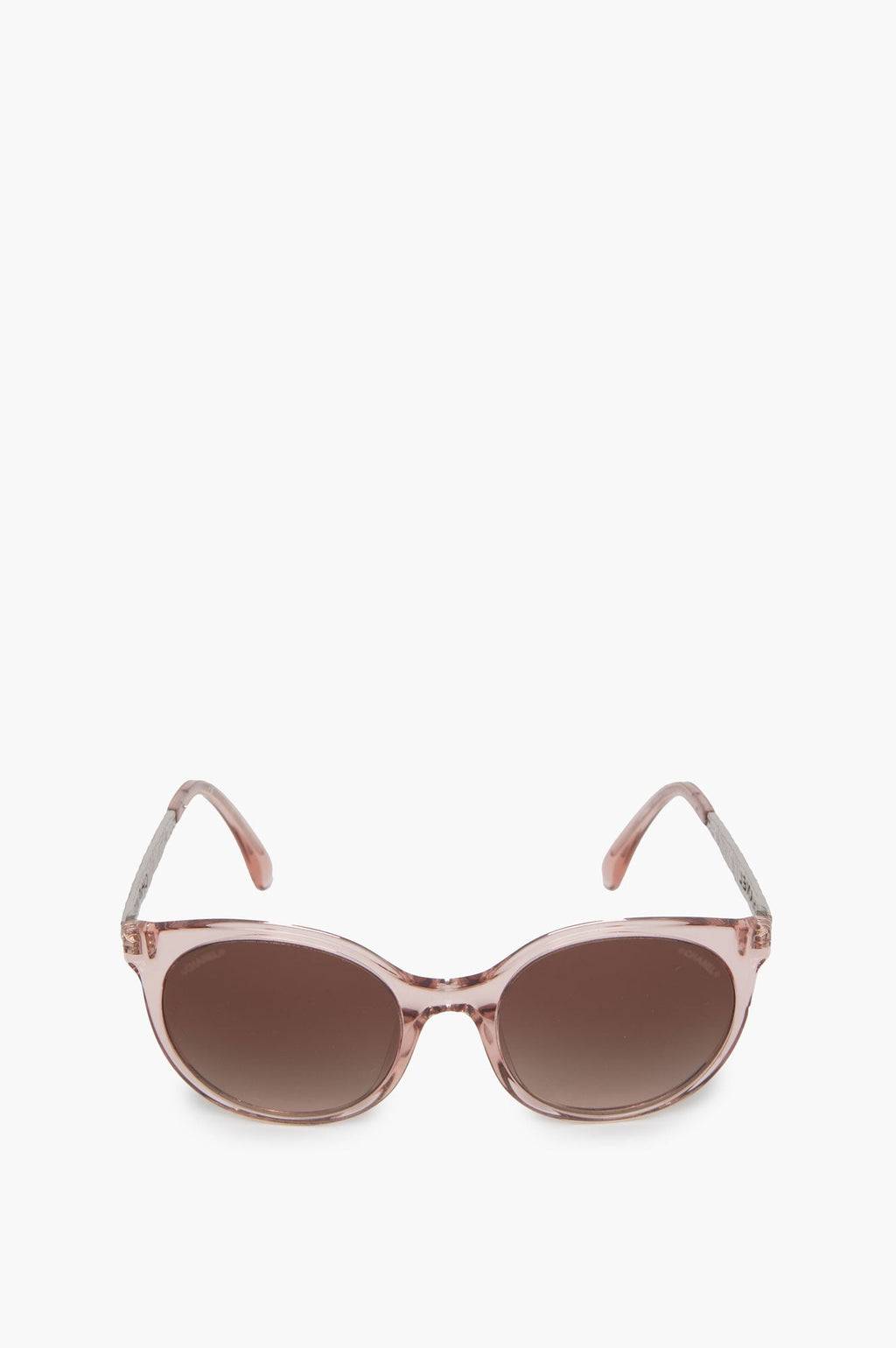 Chanel Pink Round Sunglasses with Silver Frame