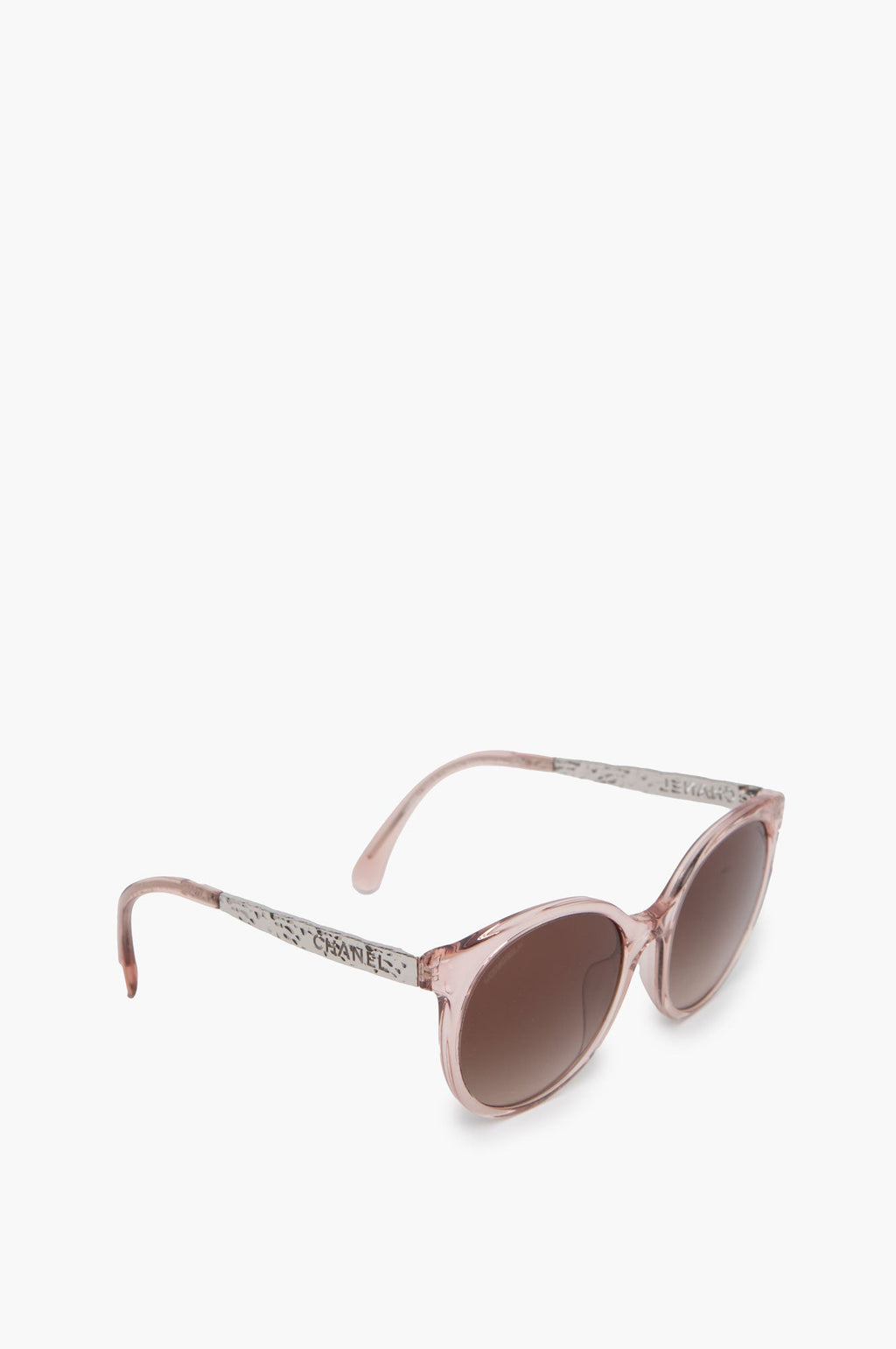 Chanel Pink Round Sunglasses with Silver Frame