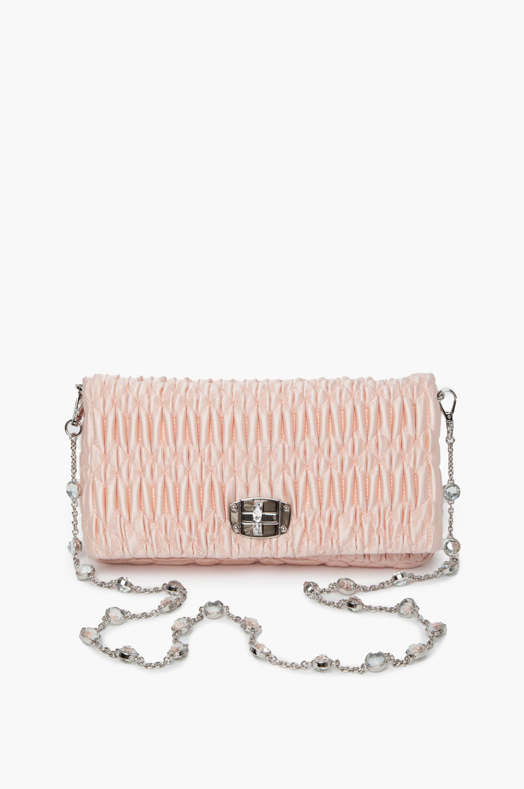 Miu Miu Pink Embellished Nappa Matelasse Crossbody Bag