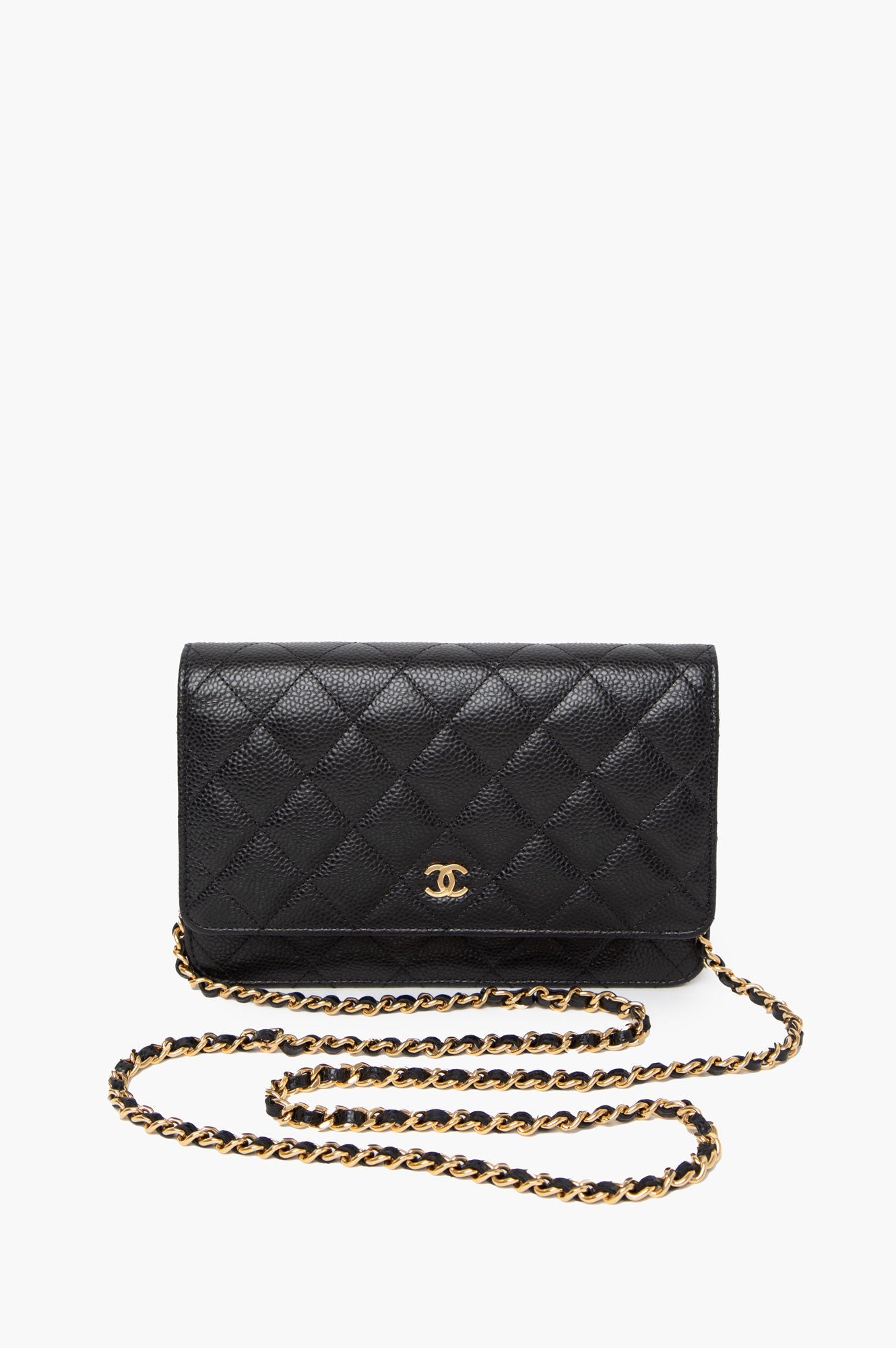 Chanel Black Caviar Leather Wallet On Chain Bag