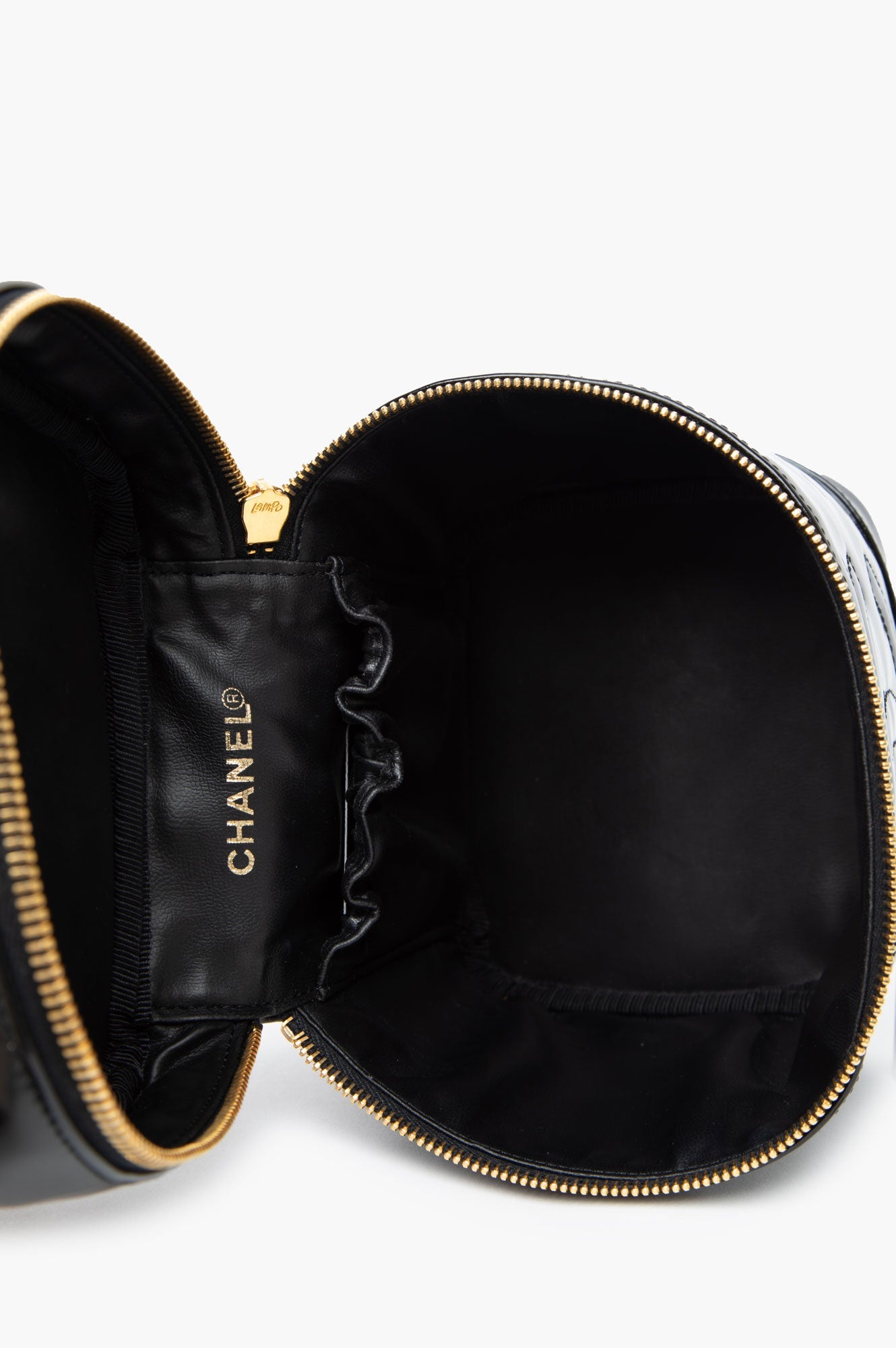 Chanel Black Patent Vanity Bag