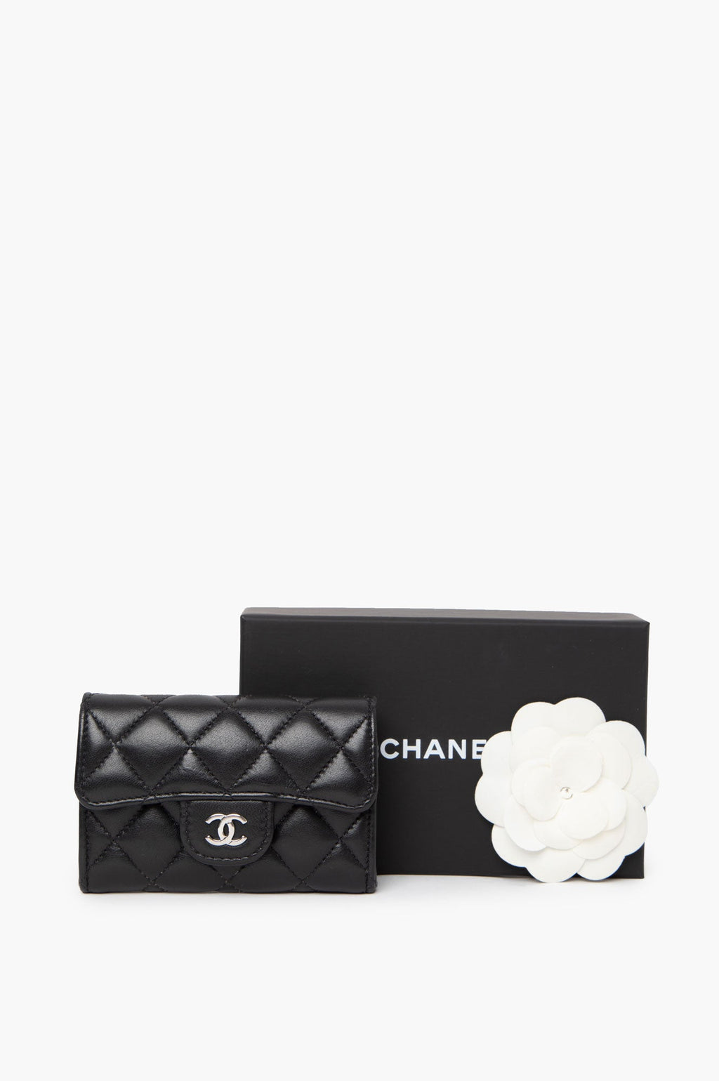 Chanel 2022 Black Flap Quilted Lambskin Wallet