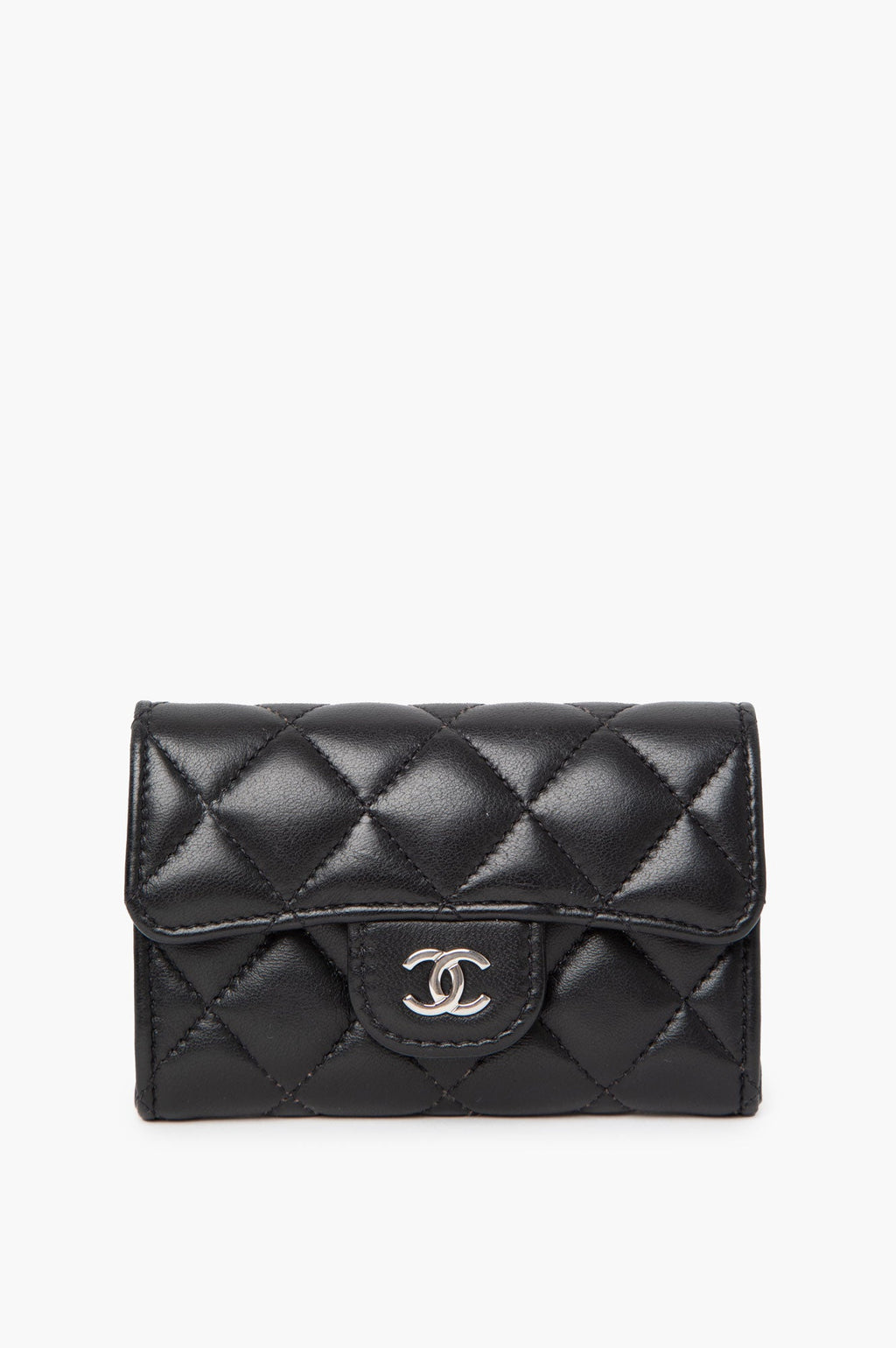 Chanel 2022 Black Flap Quilted Lambskin Wallet