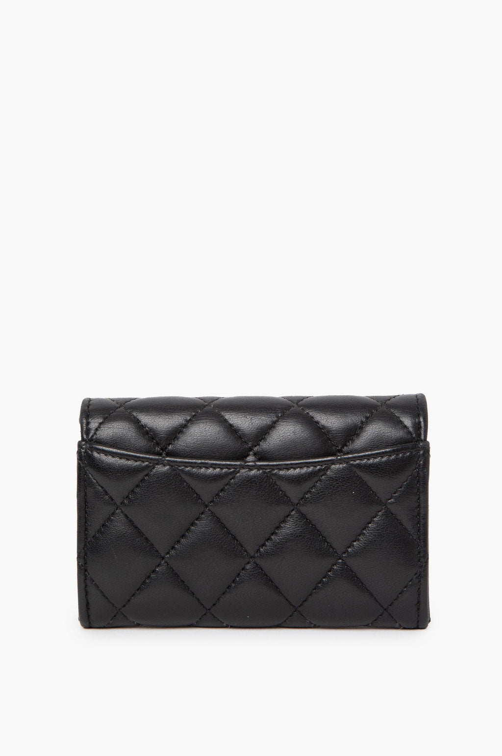 Chanel 2022 Black Flap Quilted Lambskin Wallet