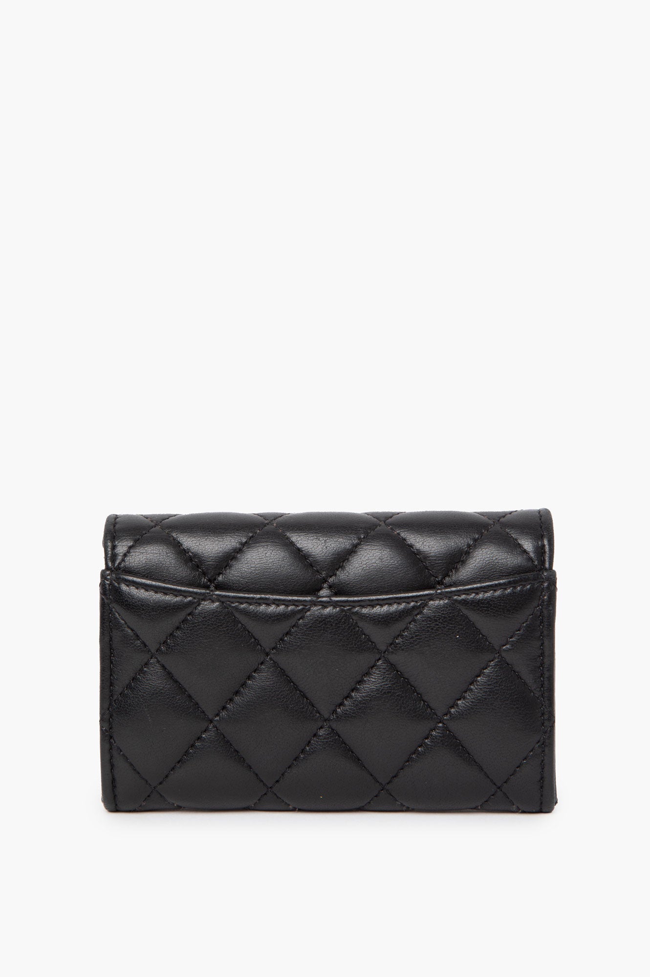 Chanel 2022 Black Flap Quilted Lambskin Wallet