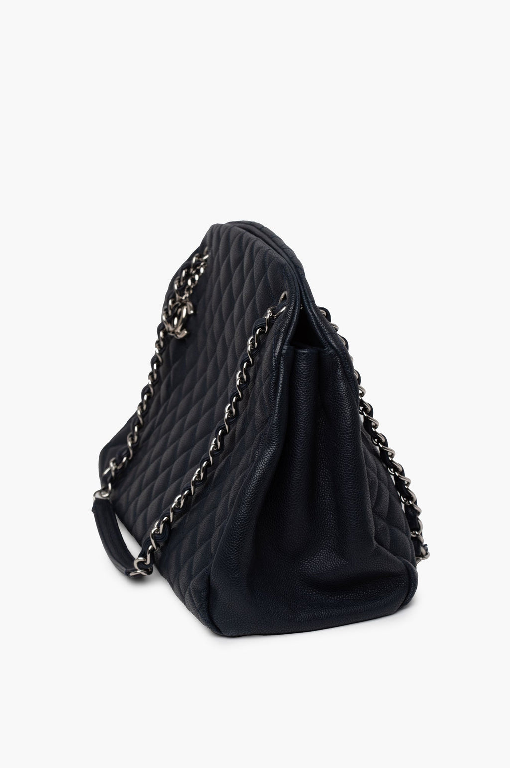 Chanel Blue Leather Mademoiseelle Bowler Bag
