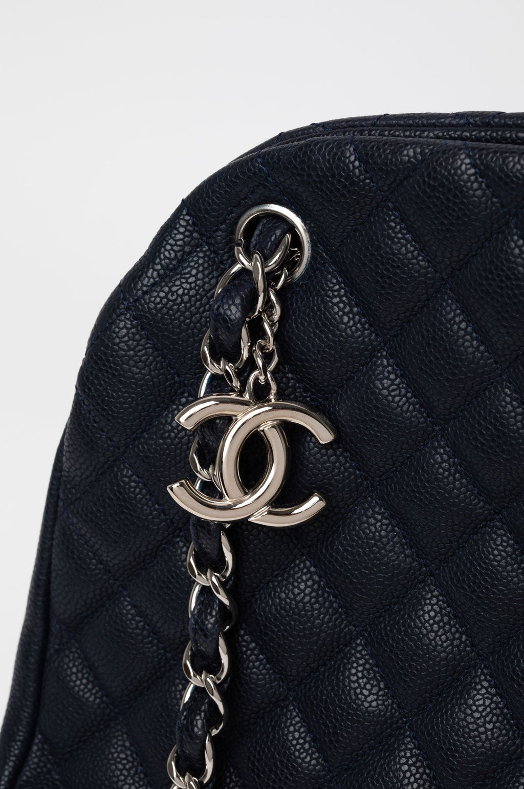 Chanel Blue Leather Mademoiseelle Bowler Bag