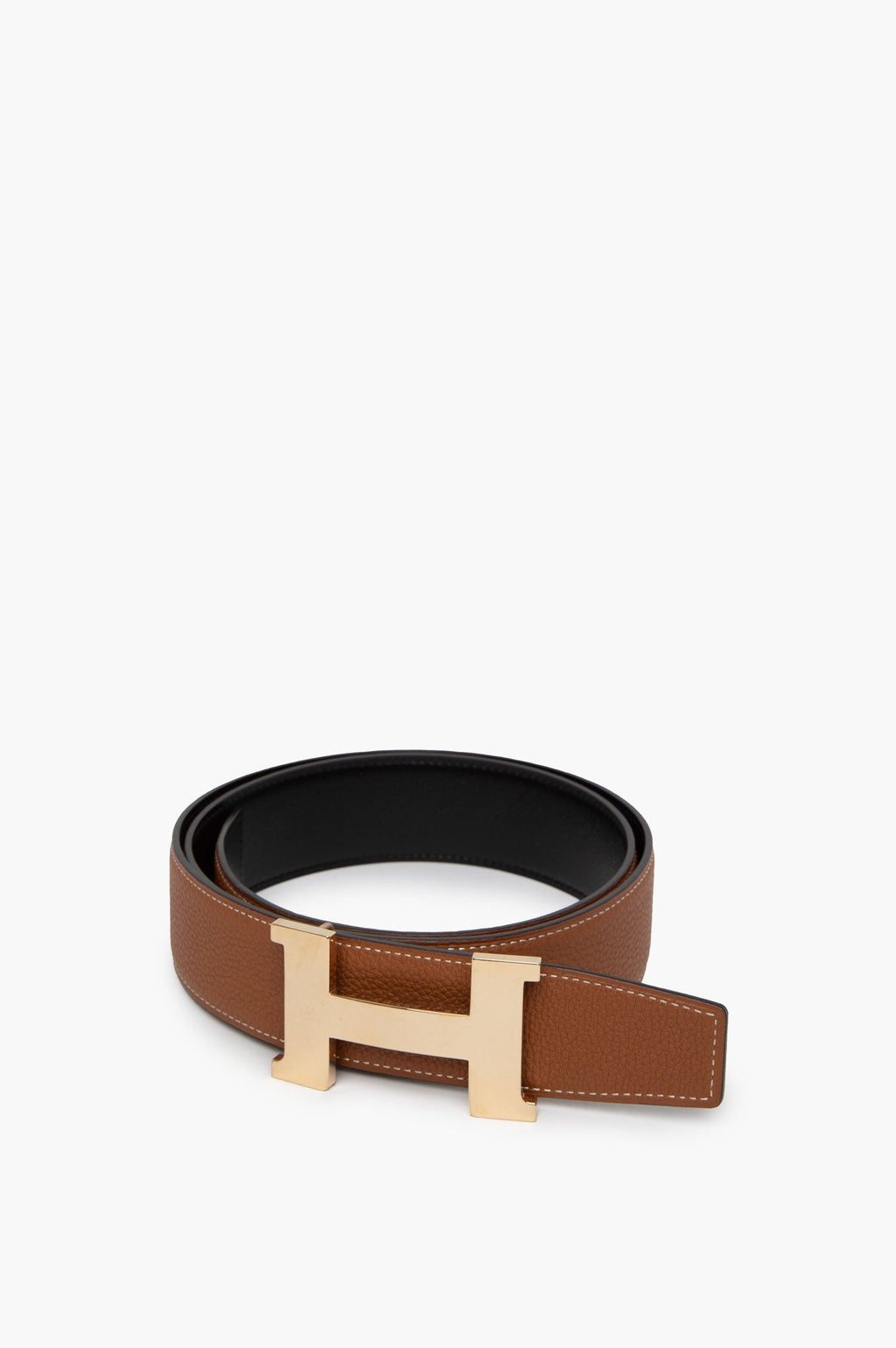 Hermes Champagne H Buckle Reversible 38 mm Belt Size 110 Mens
