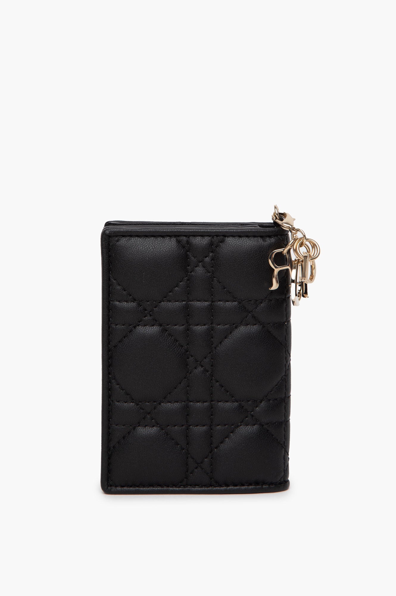 Christian Dior Black Mini Lady Dior Gardenia Wallet