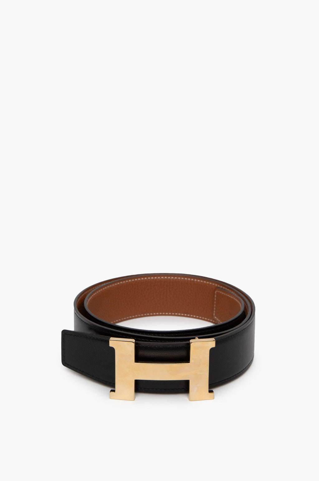 Hermes Champagne H Buckle Reversible 38 mm Belt Size 110 Mens