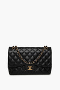 Chanel Black Lambskin Classic Flap Jumbo Bag