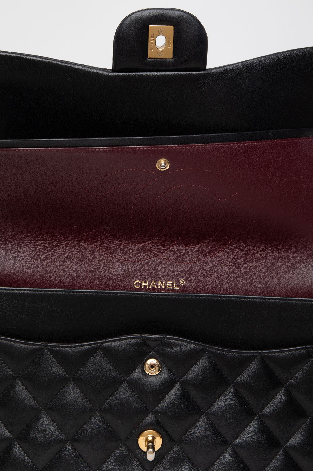 Chanel Black Lambskin Classic Flap Jumbo Bag
