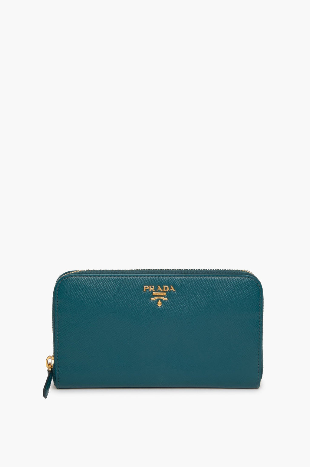 Prada Teal Blue Saffiano Medium Leather Wallet