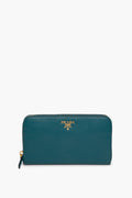 Prada Teal Blue Saffiano Medium Leather Wallet
