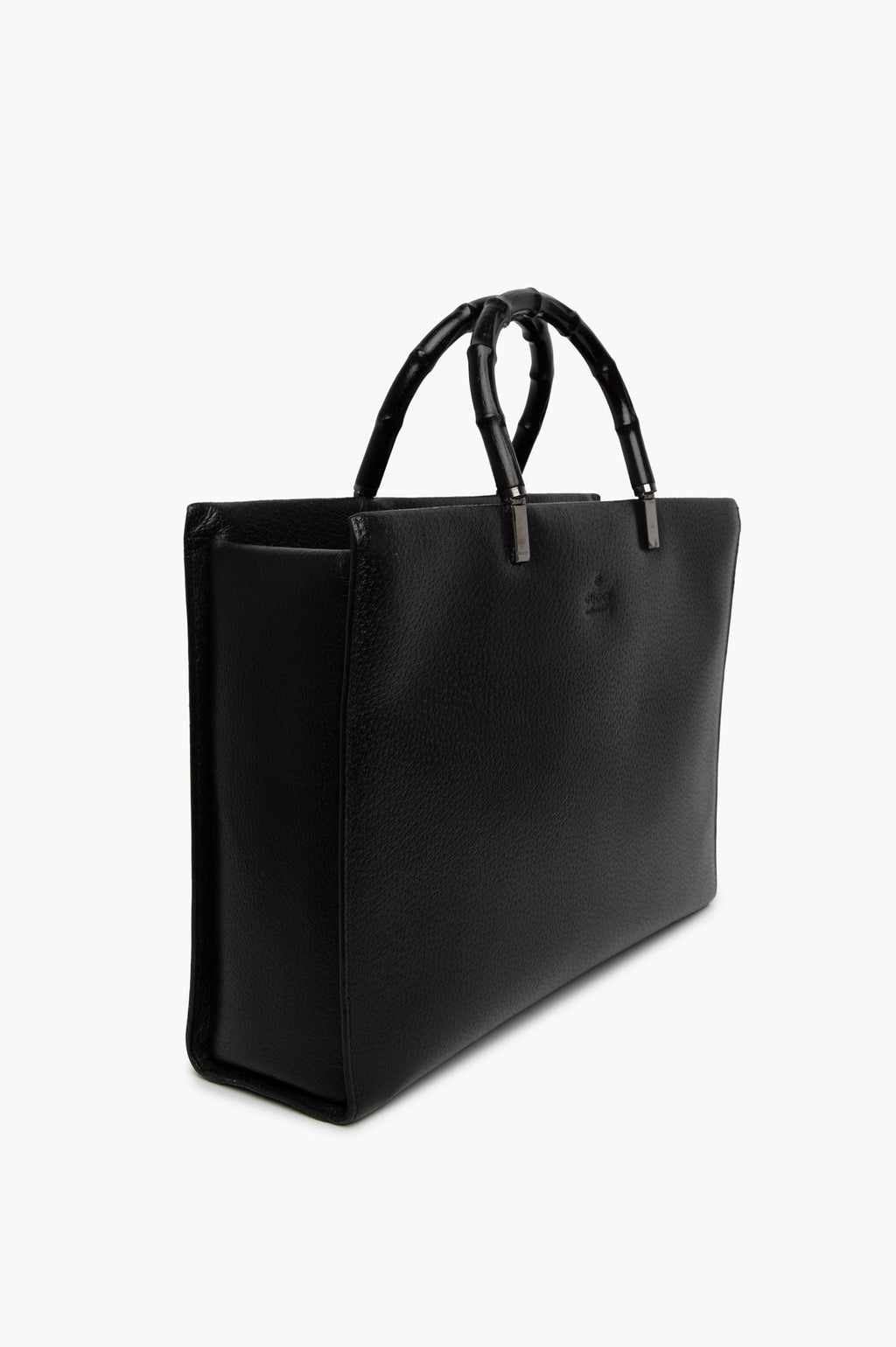 Gucci Black Bamboo Leather Tote Bag