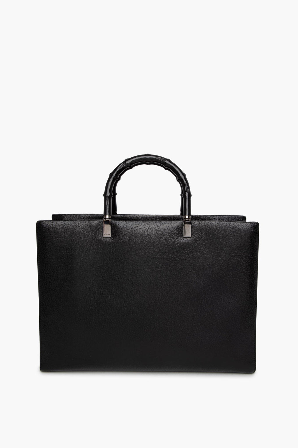 Gucci Black Bamboo Leather Tote Bag