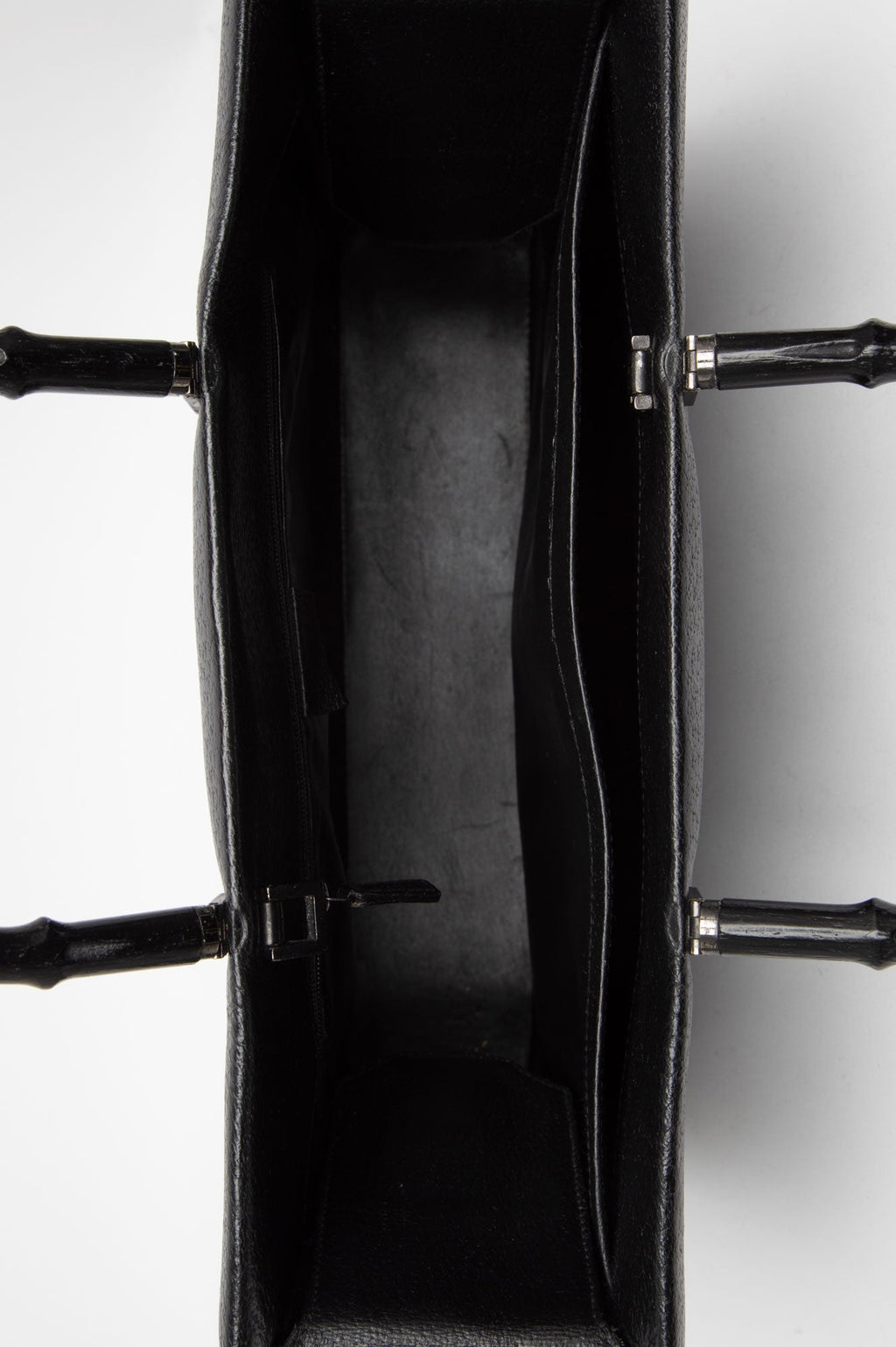 Gucci Black Bamboo Leather Tote Bag