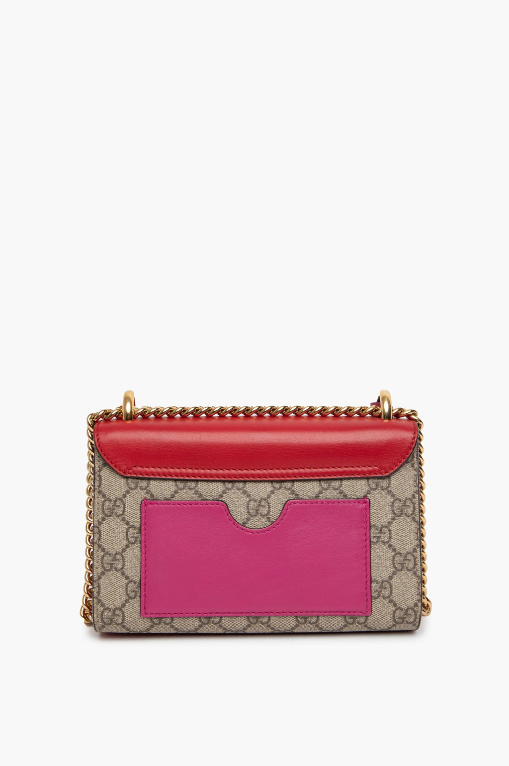 Gucci Hibiscus Red Supreme Moon Calfskin Small Padlock Shoulder Bag