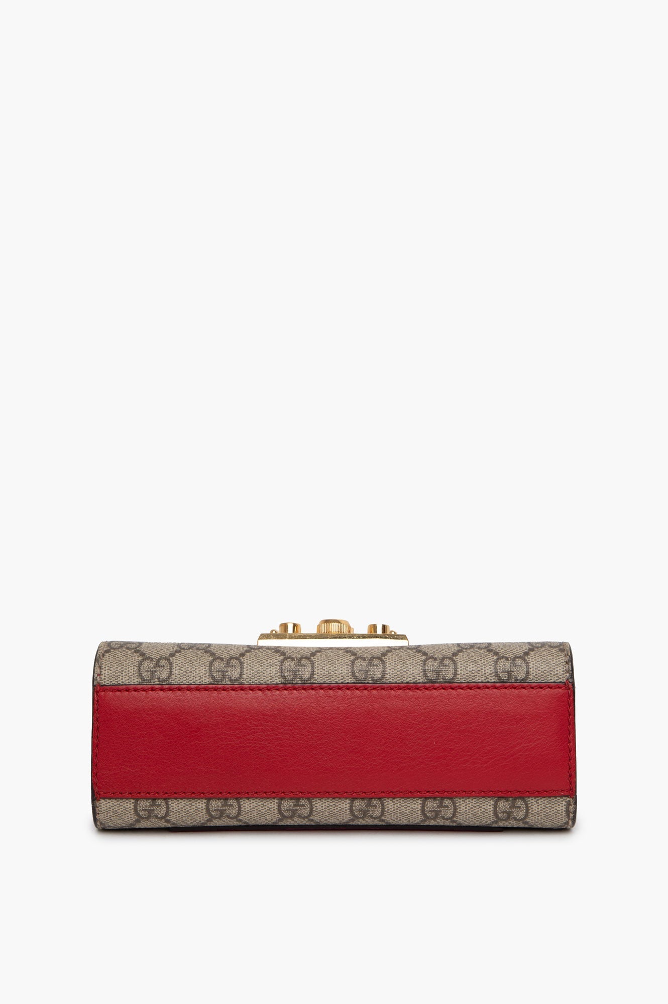Gucci Hibiscus Red Supreme Moon Calfskin Small Padlock Shoulder Bag