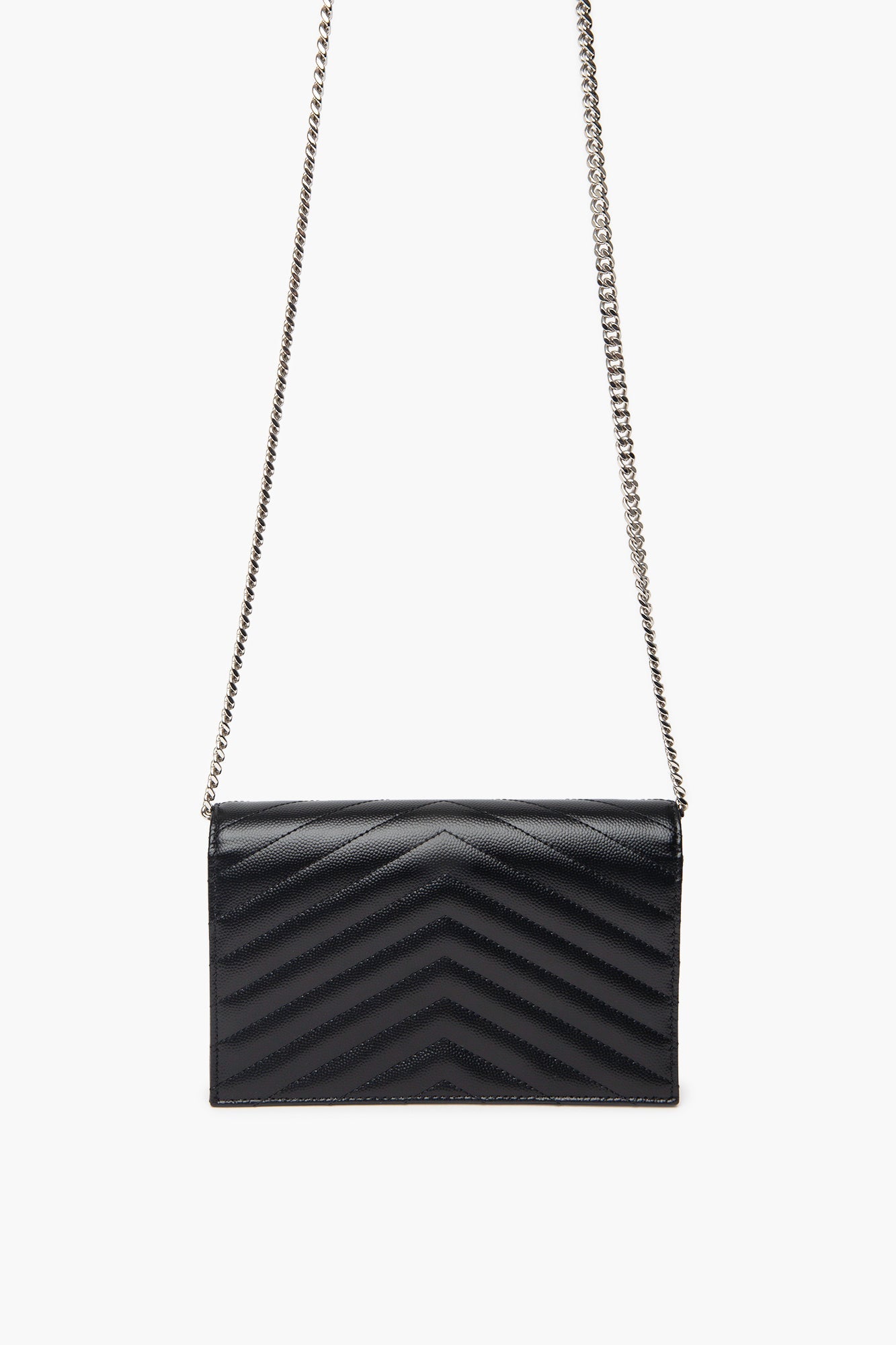 Saint Laurent Black Cassandre Envelope Chain Wallet