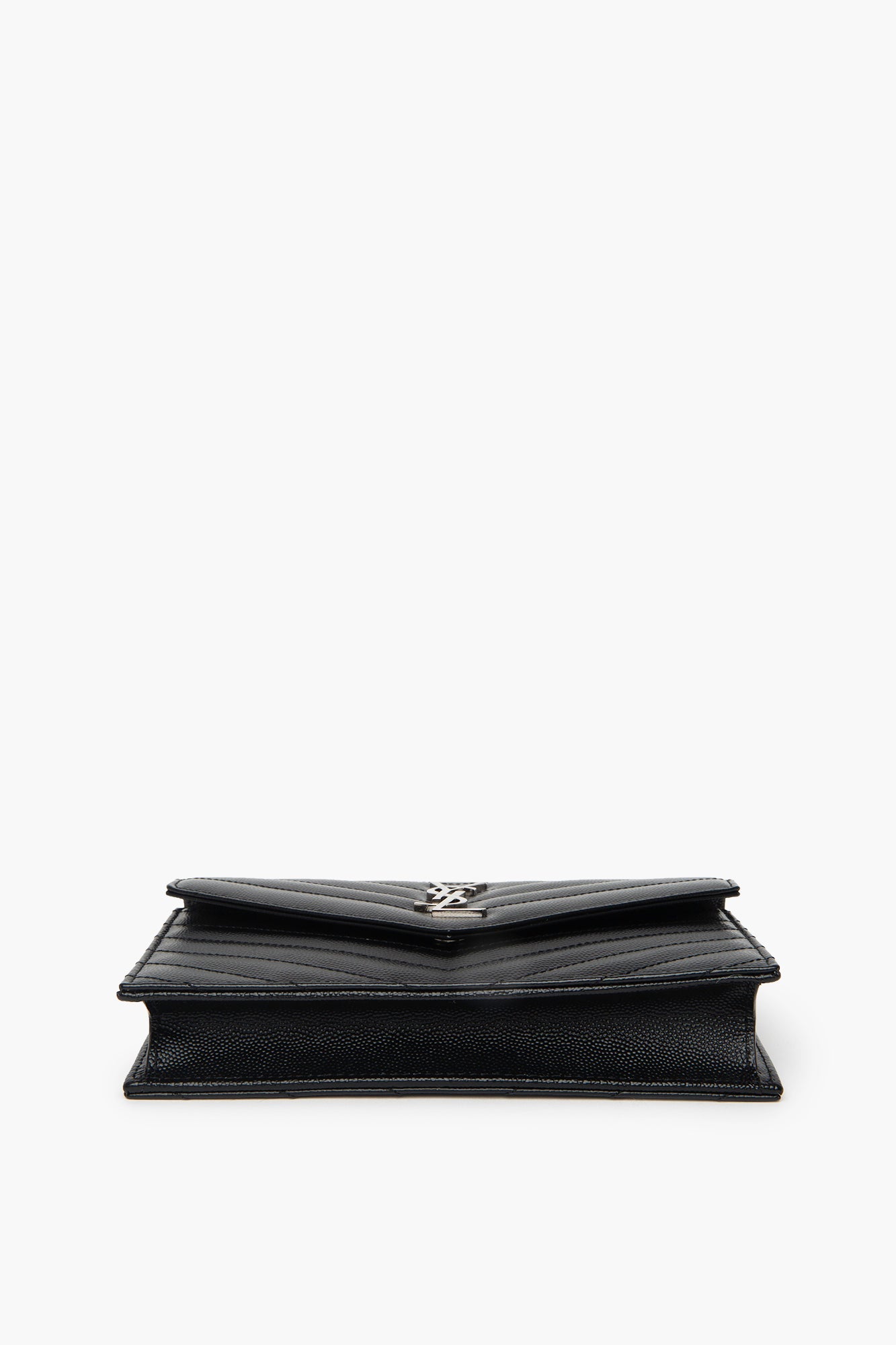 Saint Laurent Black Cassandre Envelope Chain Wallet