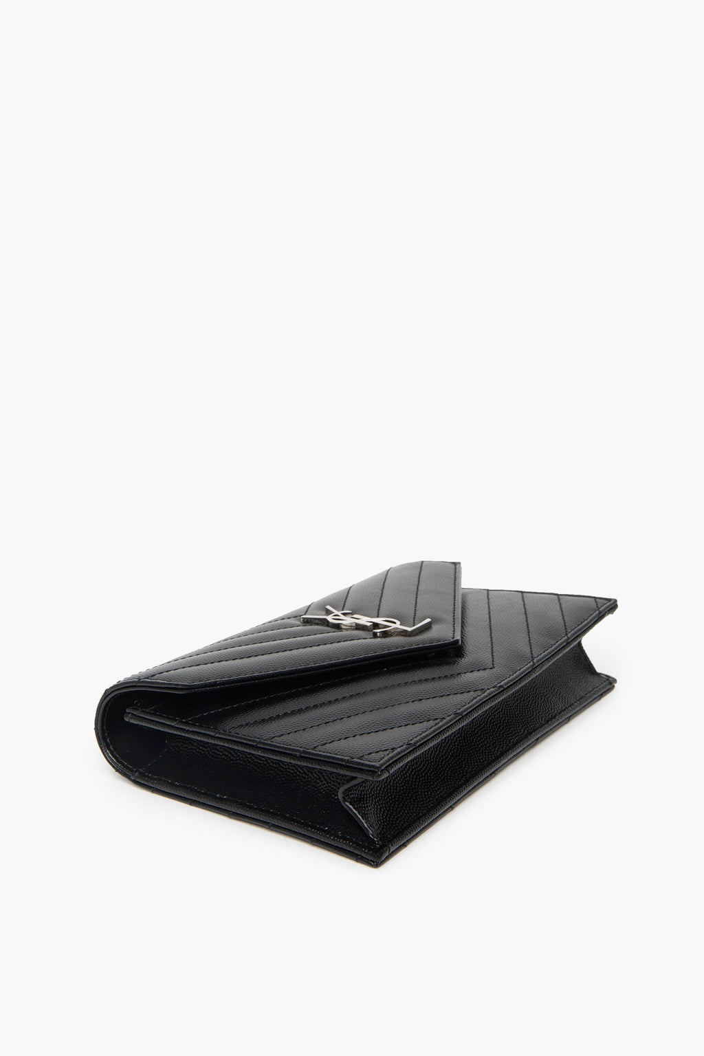 Saint Laurent Black Cassandre Envelope Chain Wallet