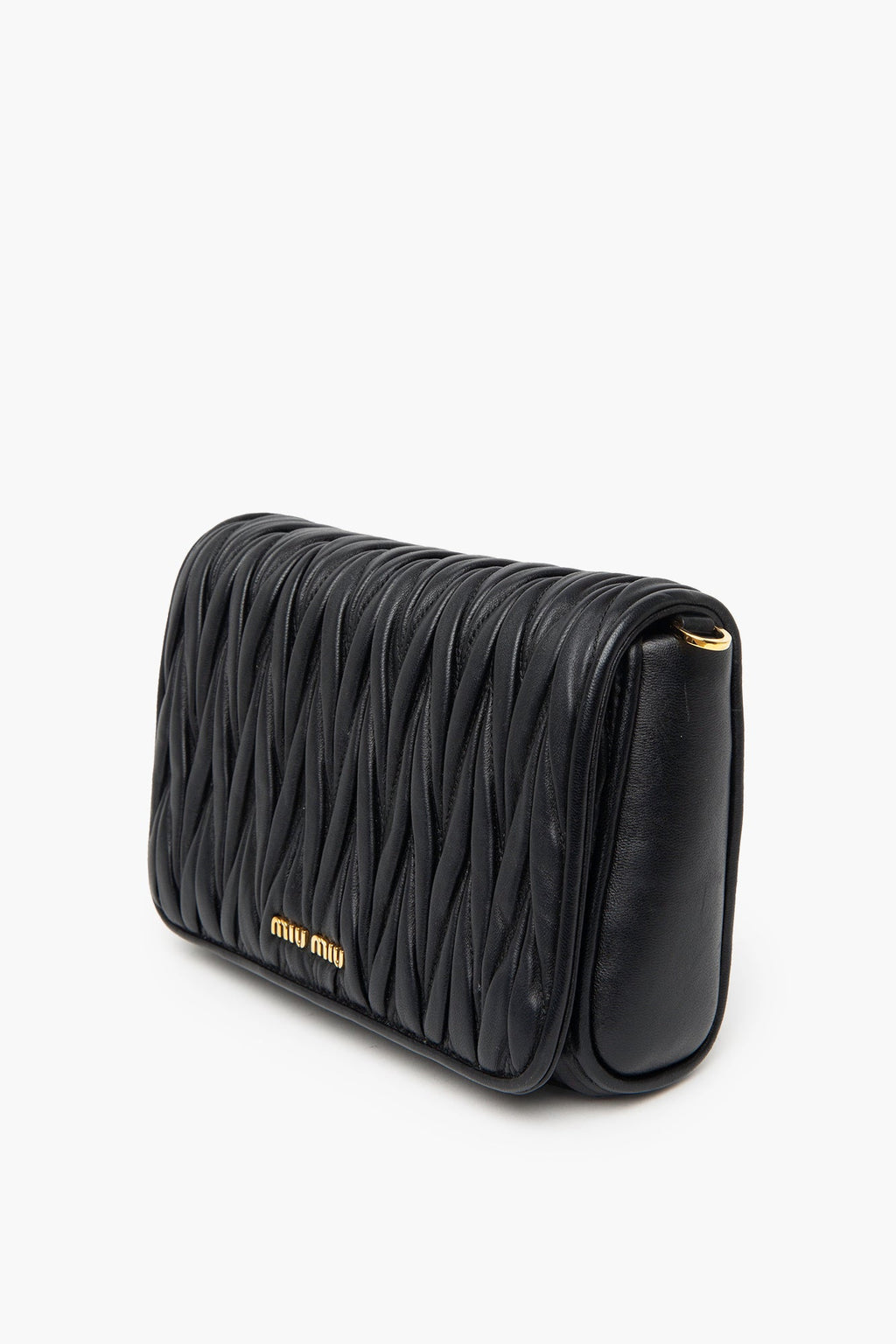 Miu Miu Black Matelassé Nappa Leather Crossbody Bag