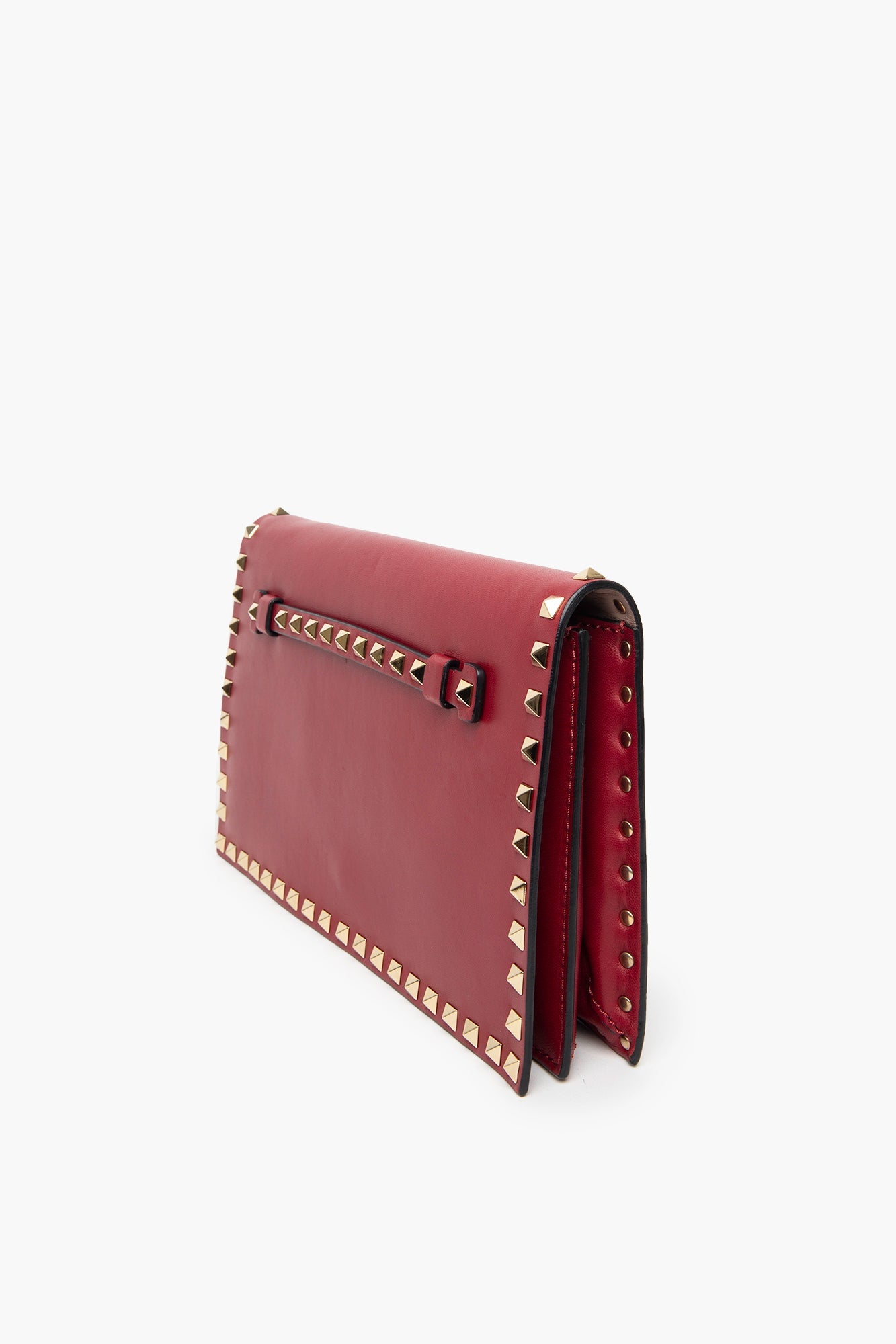 Valentino Red Lambskin Rockstud Clutch