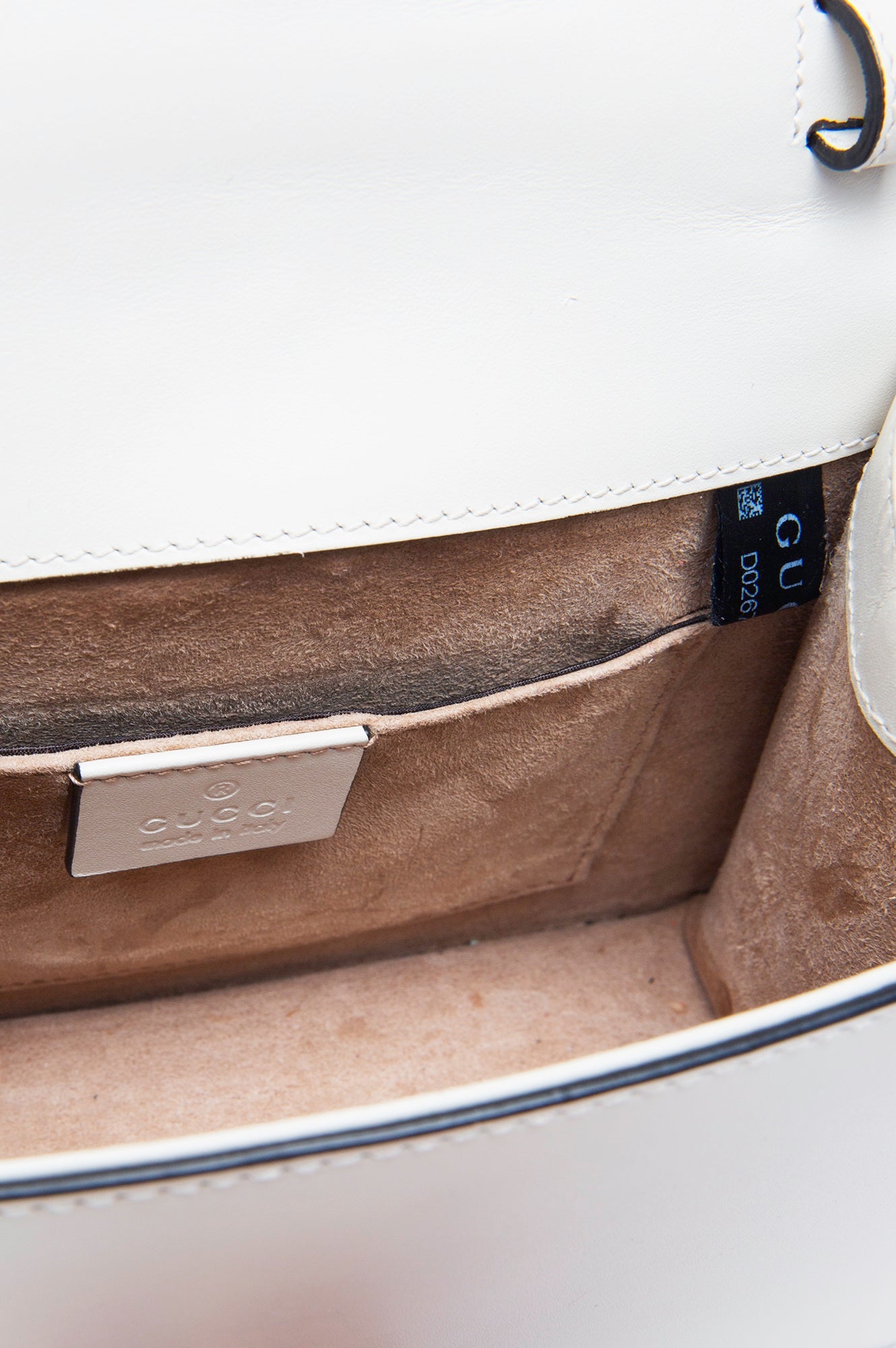 Gucci White Leather Sylvie Mini Top Handle Bag