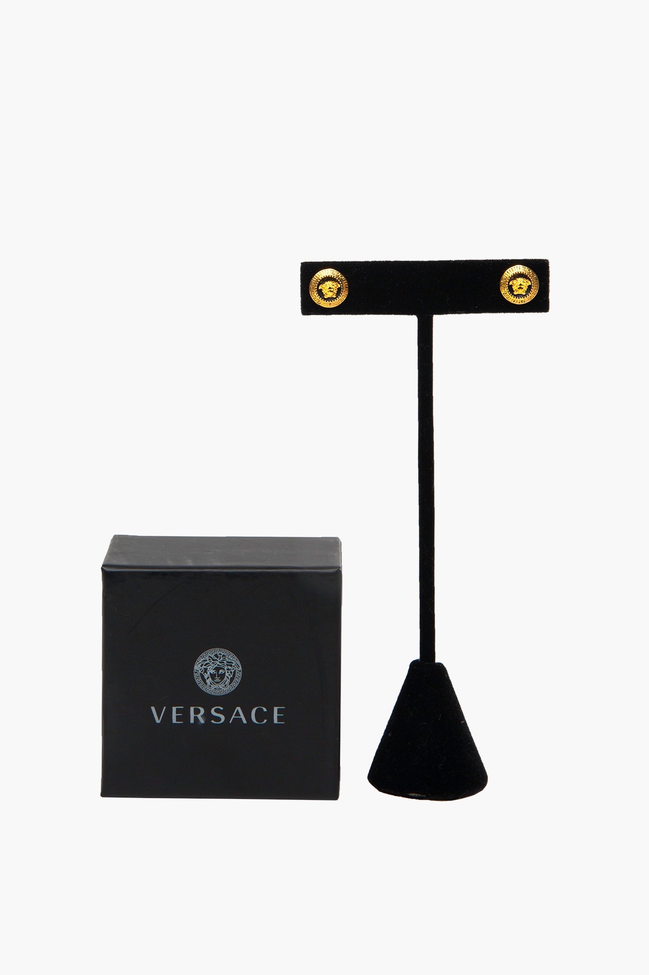 Versace Gold Tone Medusa Stud Earrings