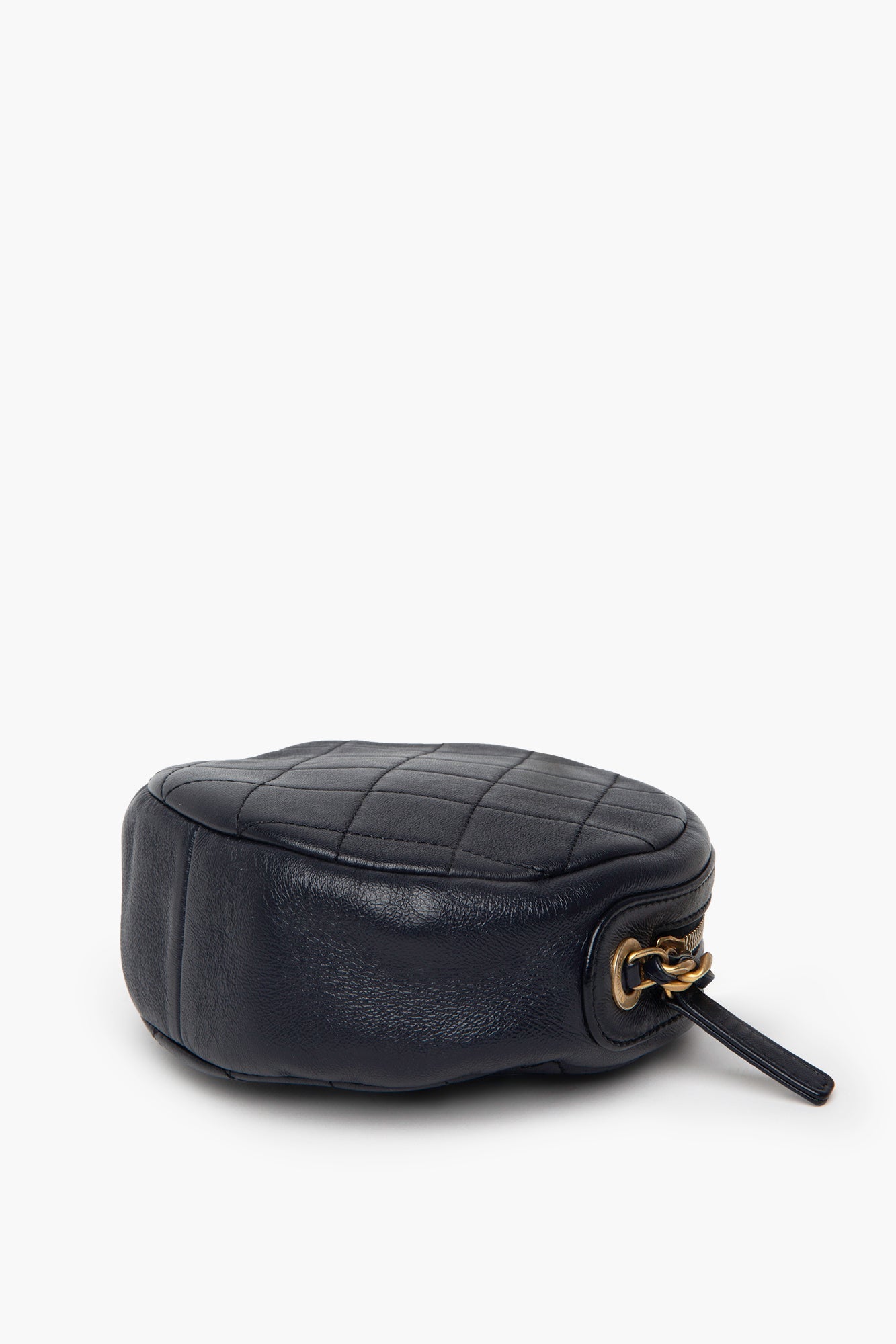 Chanel Quilted Dark Navy Glazed Calfskin Round Bag