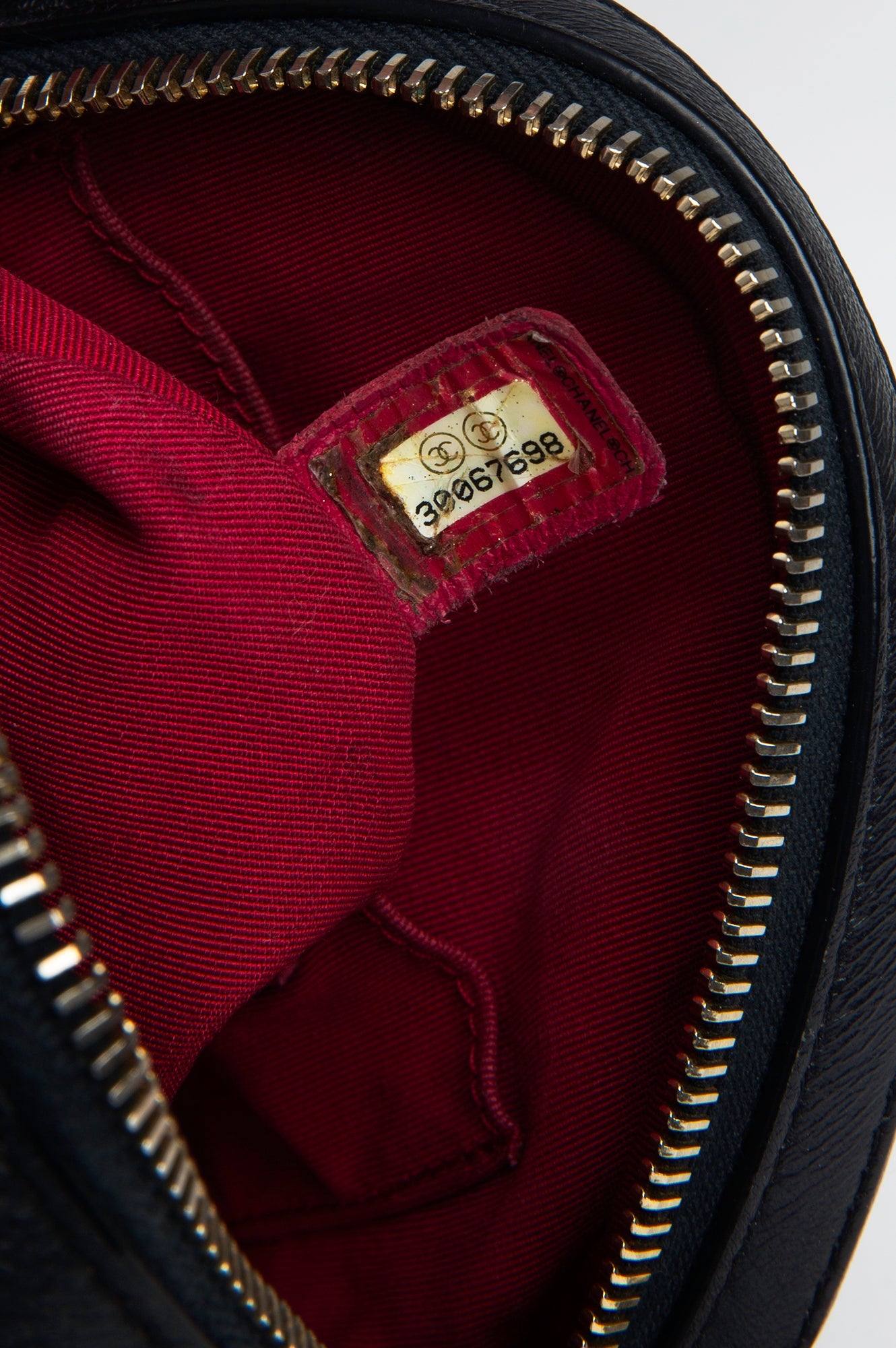 Chanel Quilted Dark Navy Glazed Calfskin Round Bag