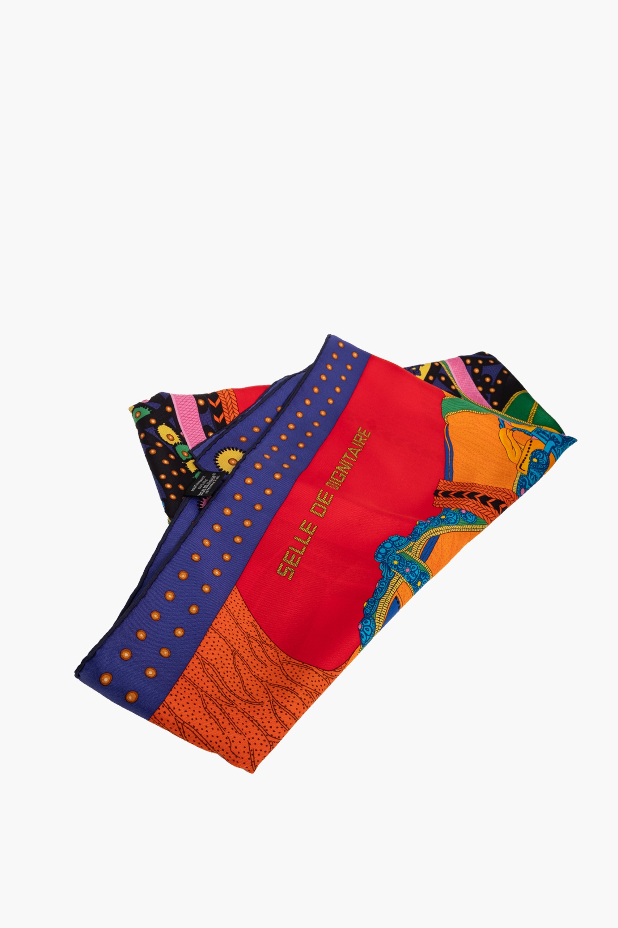 Hermes Red Selle De Dignitaire Silk Scarf 90