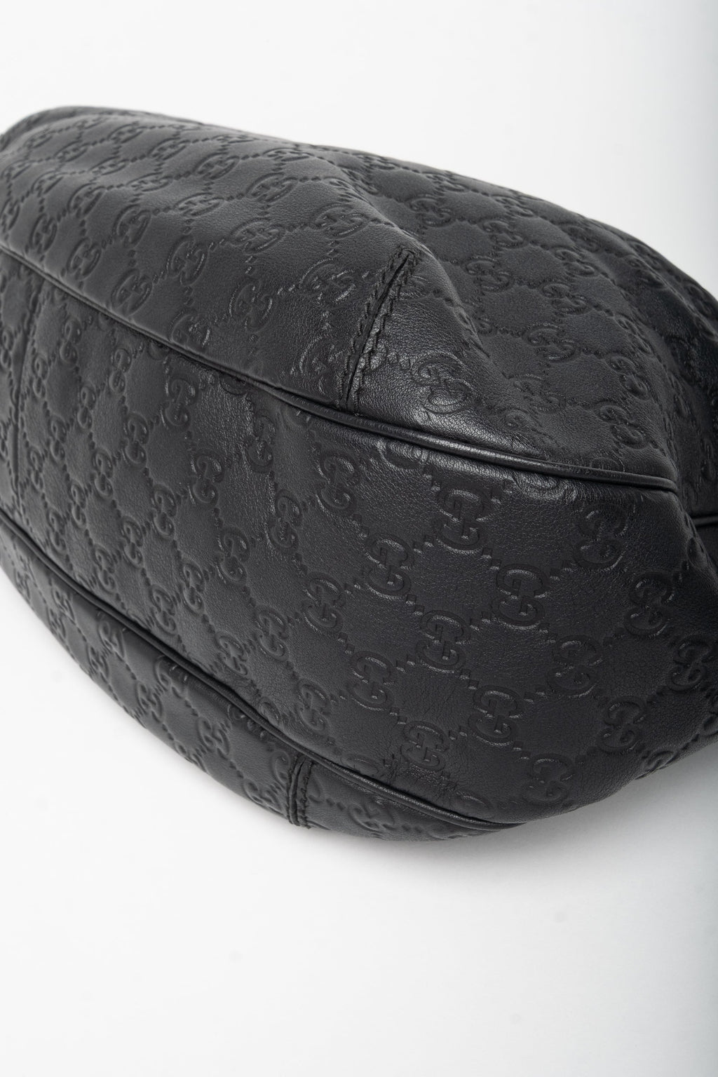 Gucci Black Guccissima Embossed Leather New Web Hobo Bag