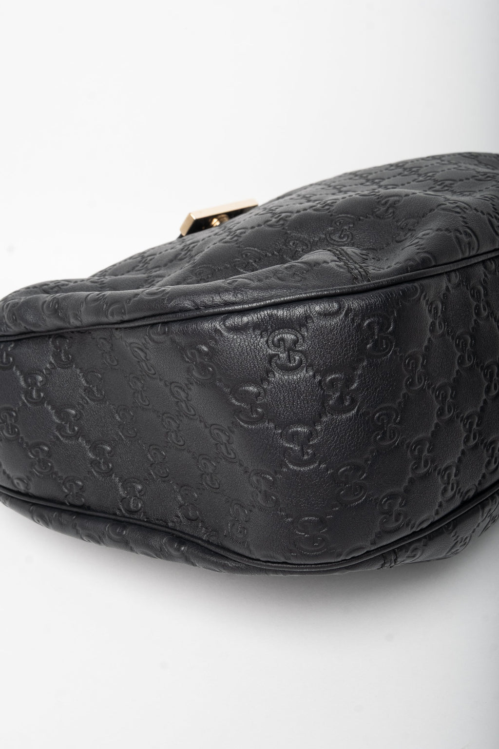 Gucci Black Guccissima Embossed Leather New Web Hobo Bag