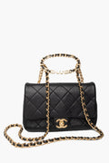 Chanel Black 23C Round Top Handle Mini Flap Bag