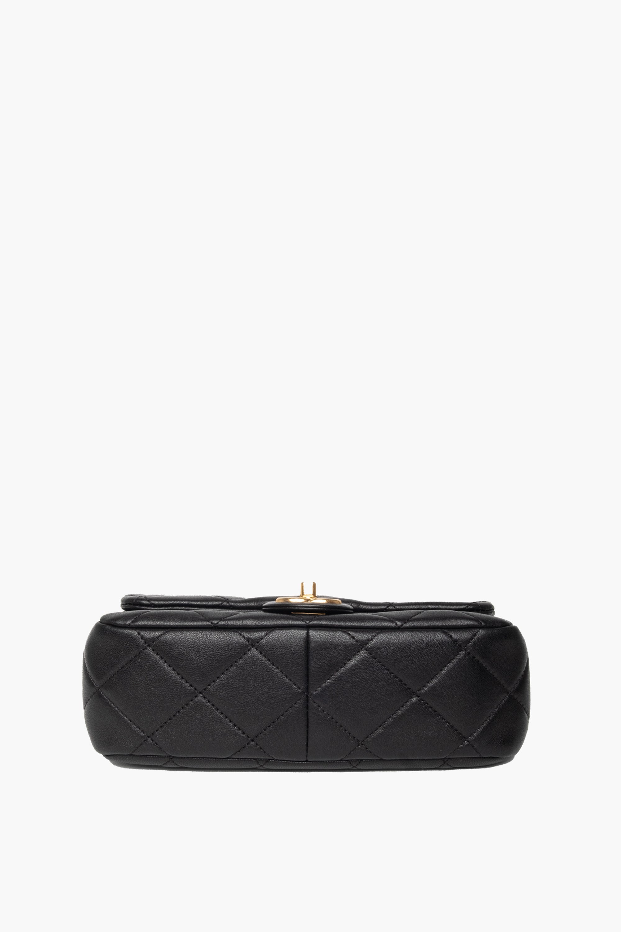 Chanel Black 23C Round Top Handle Mini Flap Bag